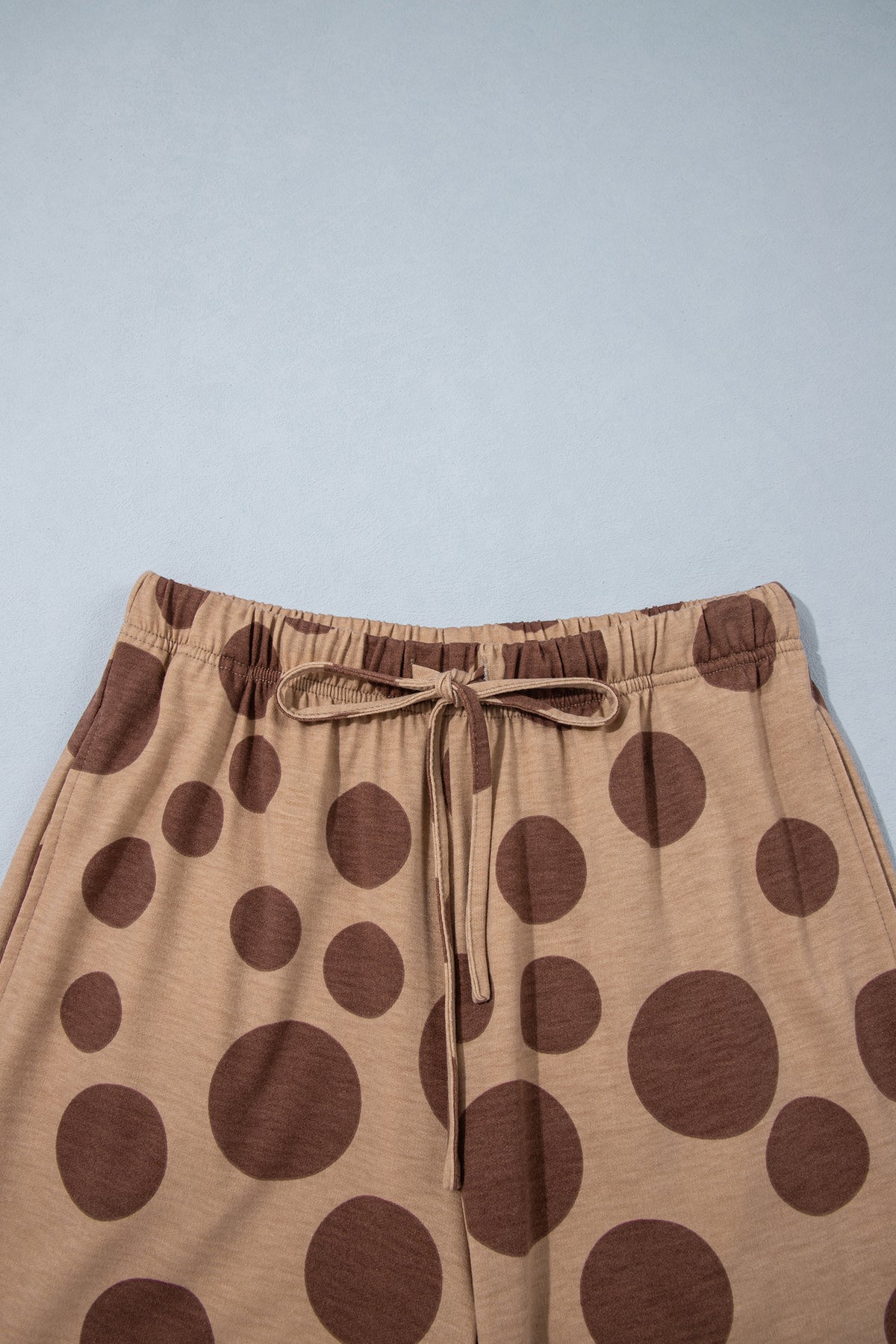 Khaki Polka Dot Long Sleeve Top Drawstring Relaxed Pants Set-Two Piece Sets/Pant Sets-[Adult]-[Female]-2022 Online Blue Zone Planet