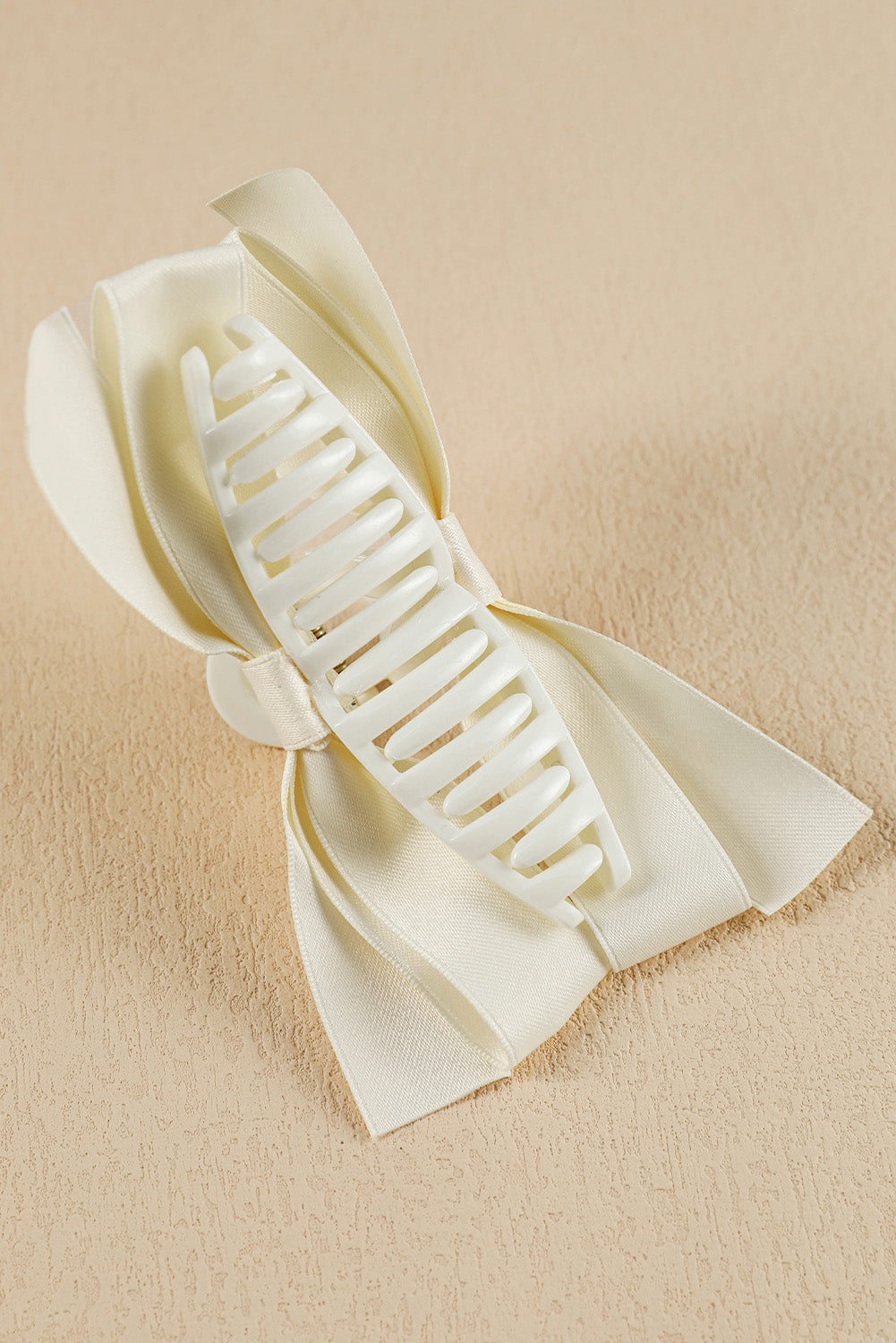 White Bow Decor Large Hair Claw Clip-Accessories/Headwear-[Adult]-[Female]-2022 Online Blue Zone Planet