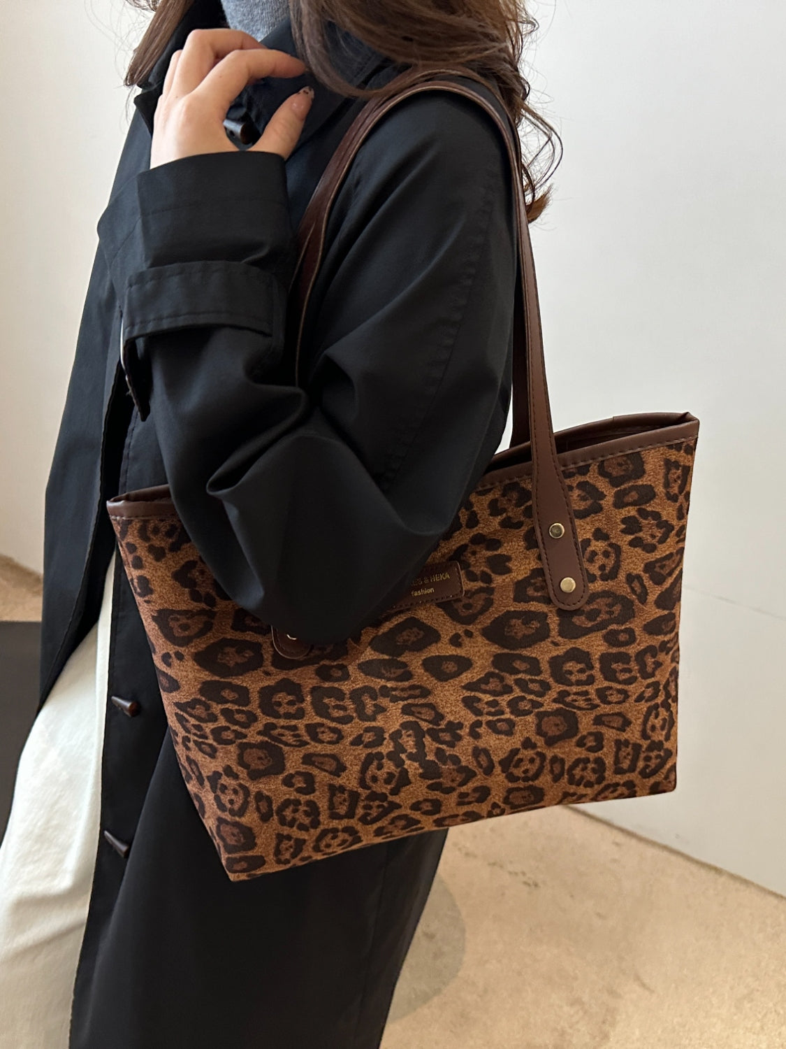 Leopard Polyester Tote Bag-HANDBAGS-[Adult]-[Female]-2022 Online Blue Zone Planet