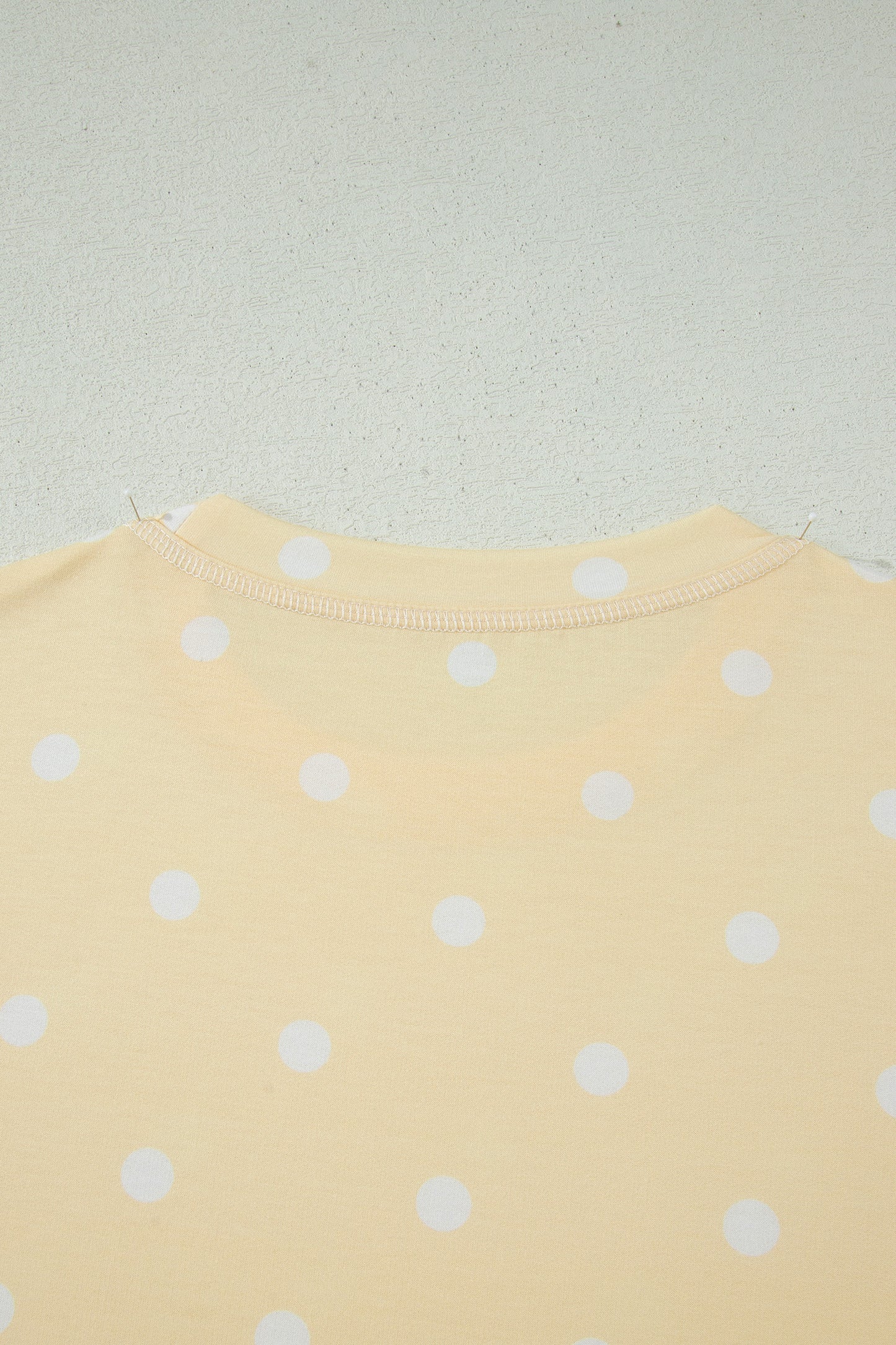 White Exposed Seam Detail Polka Dot Loose Tee Drawstring Shorts Set-Two Piece Sets/Short Sets-[Adult]-[Female]-2022 Online Blue Zone Planet