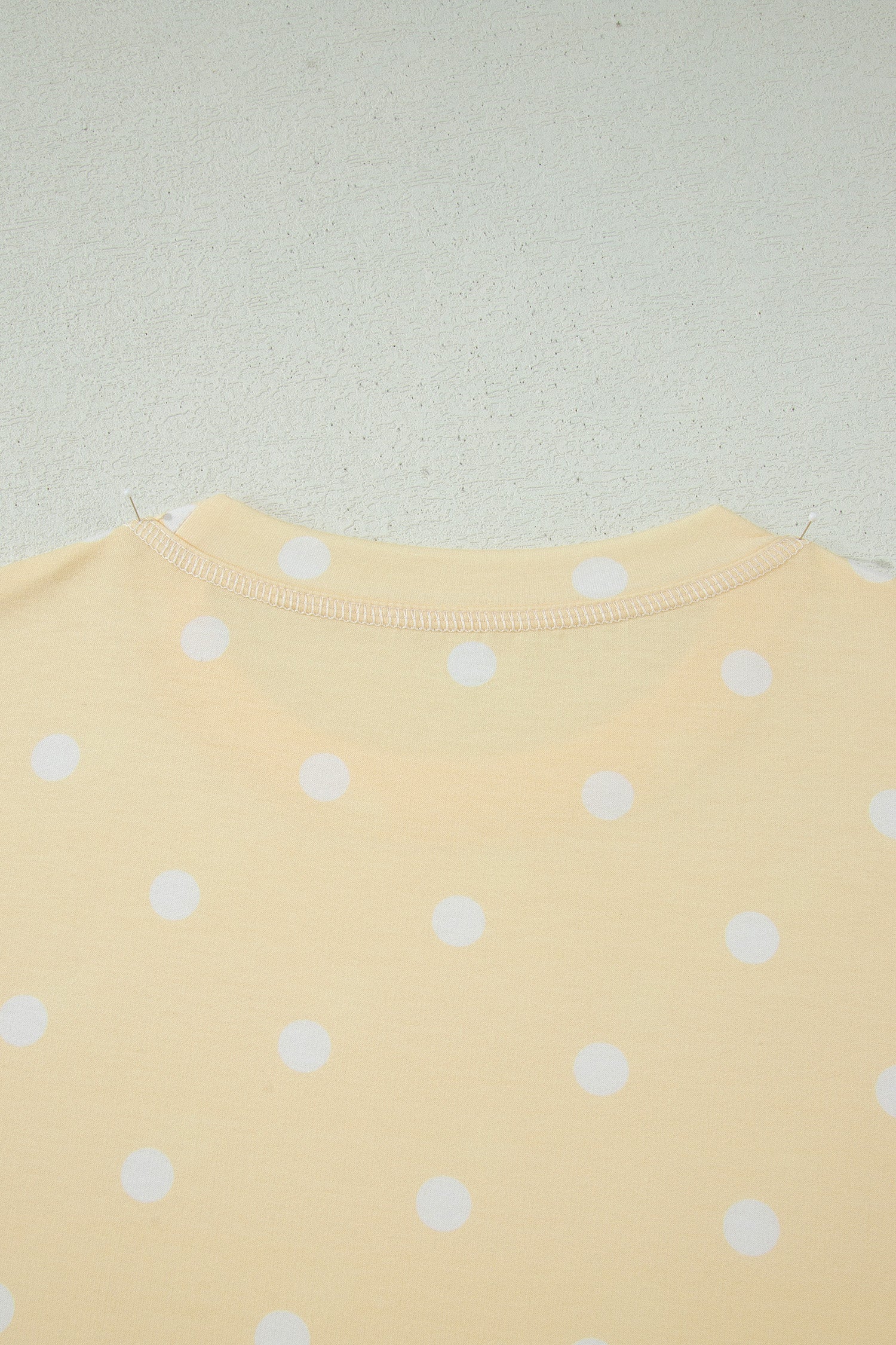 White Exposed Seam Detail Polka Dot Loose Tee Drawstring Shorts Set-Two Piece Sets/Short Sets-[Adult]-[Female]-2022 Online Blue Zone Planet