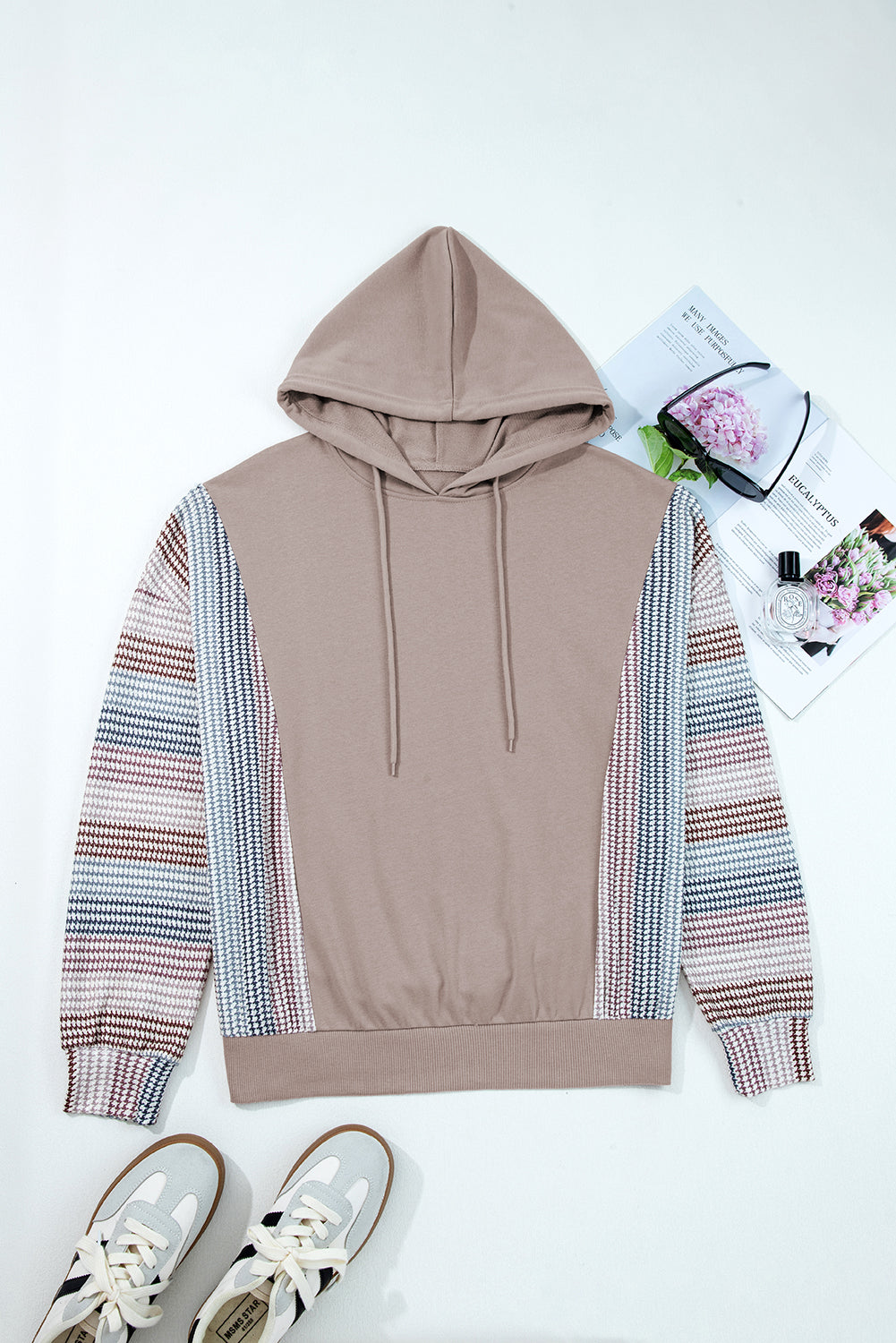 DUNE Colorblock Patchwork Baggy Hoodie-Tops/Sweatshirts & Hoodies-[Adult]-[Female]-2022 Online Blue Zone Planet