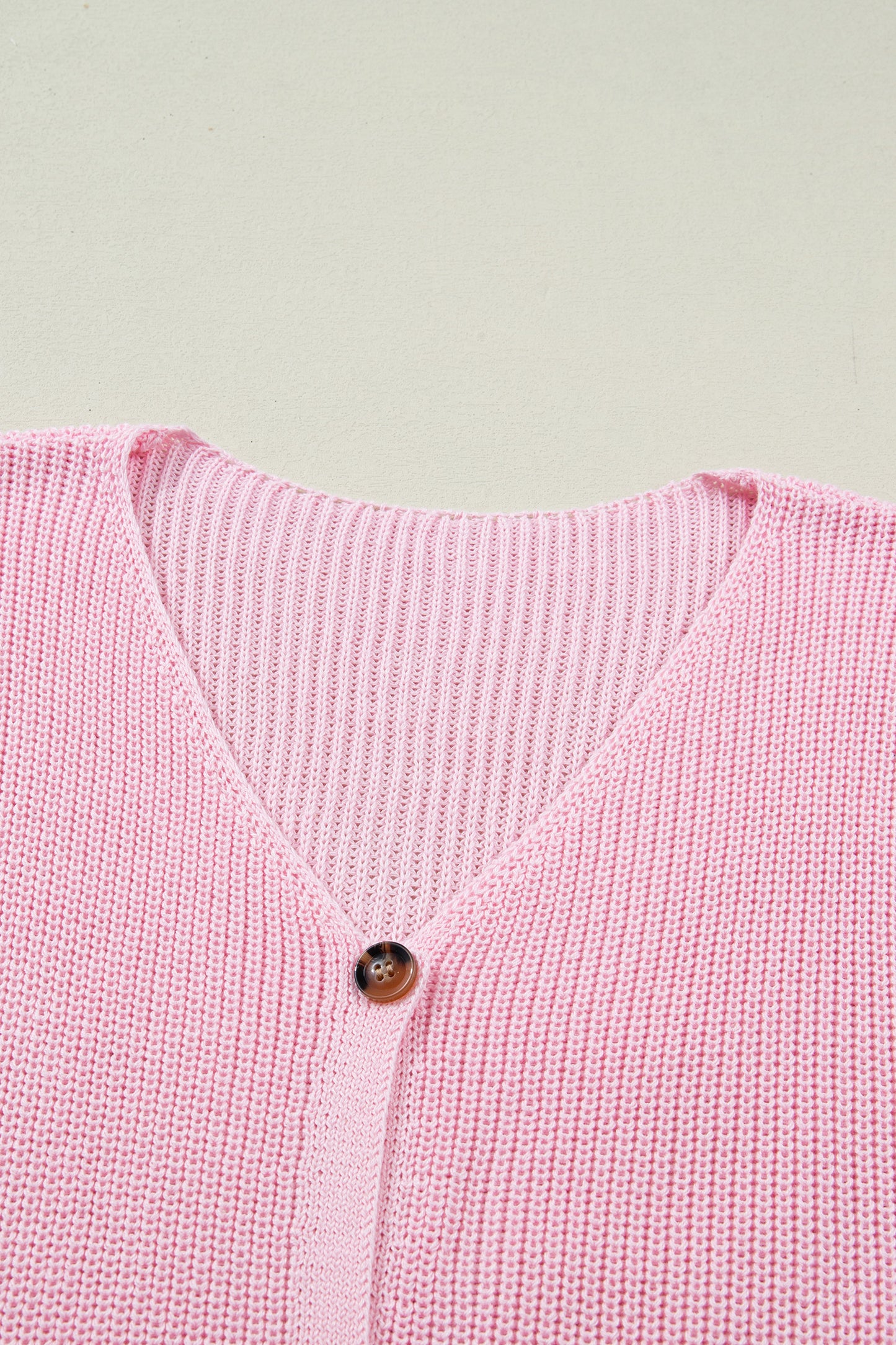 Pink Solid Color Knit V Neck Button Front Sweater Vest-TOPS / DRESSES-[Adult]-[Female]-2022 Online Blue Zone Planet