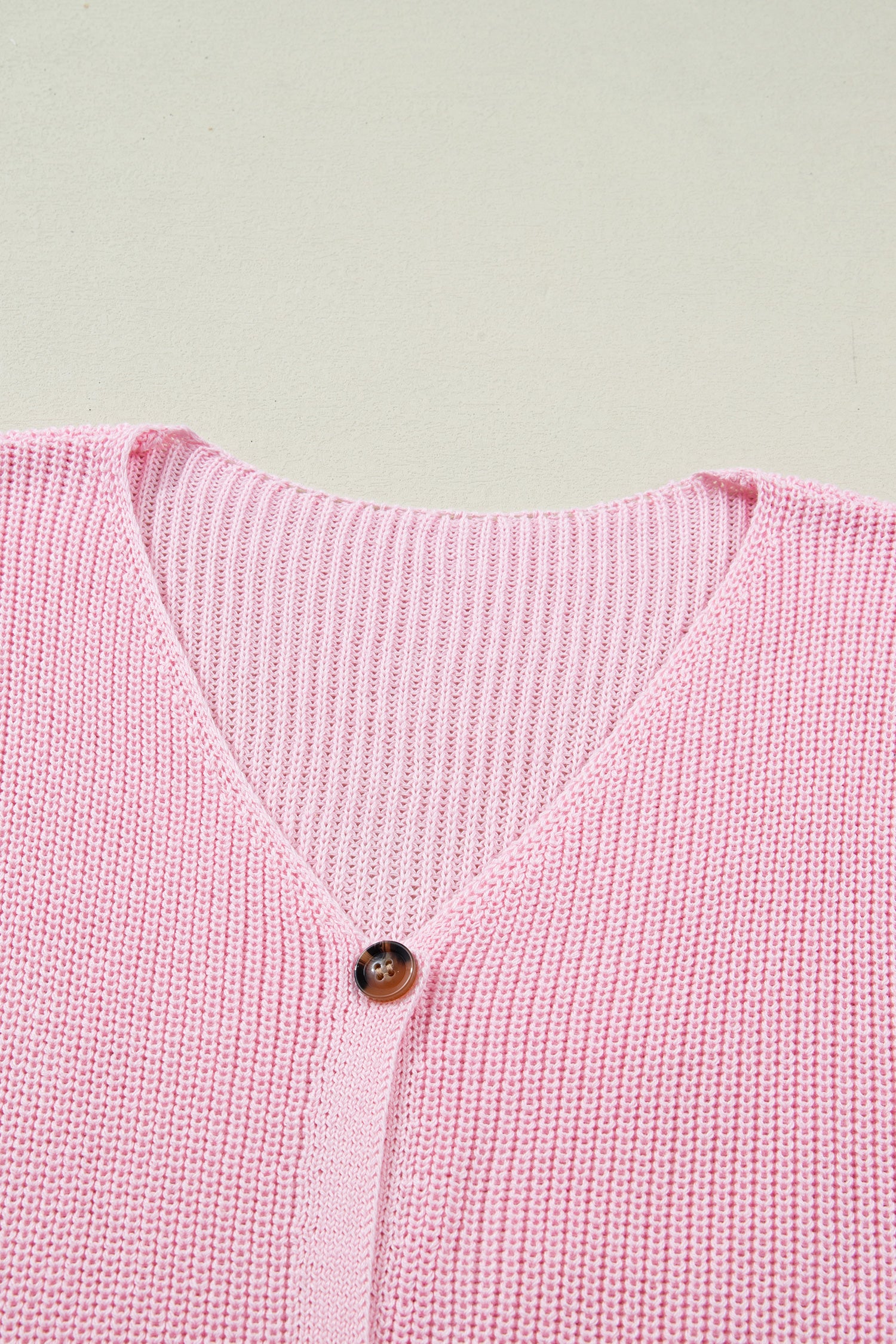 Pink Solid Color Knit V Neck Button Front Sweater Vest-TOPS / DRESSES-[Adult]-[Female]-2022 Online Blue Zone Planet