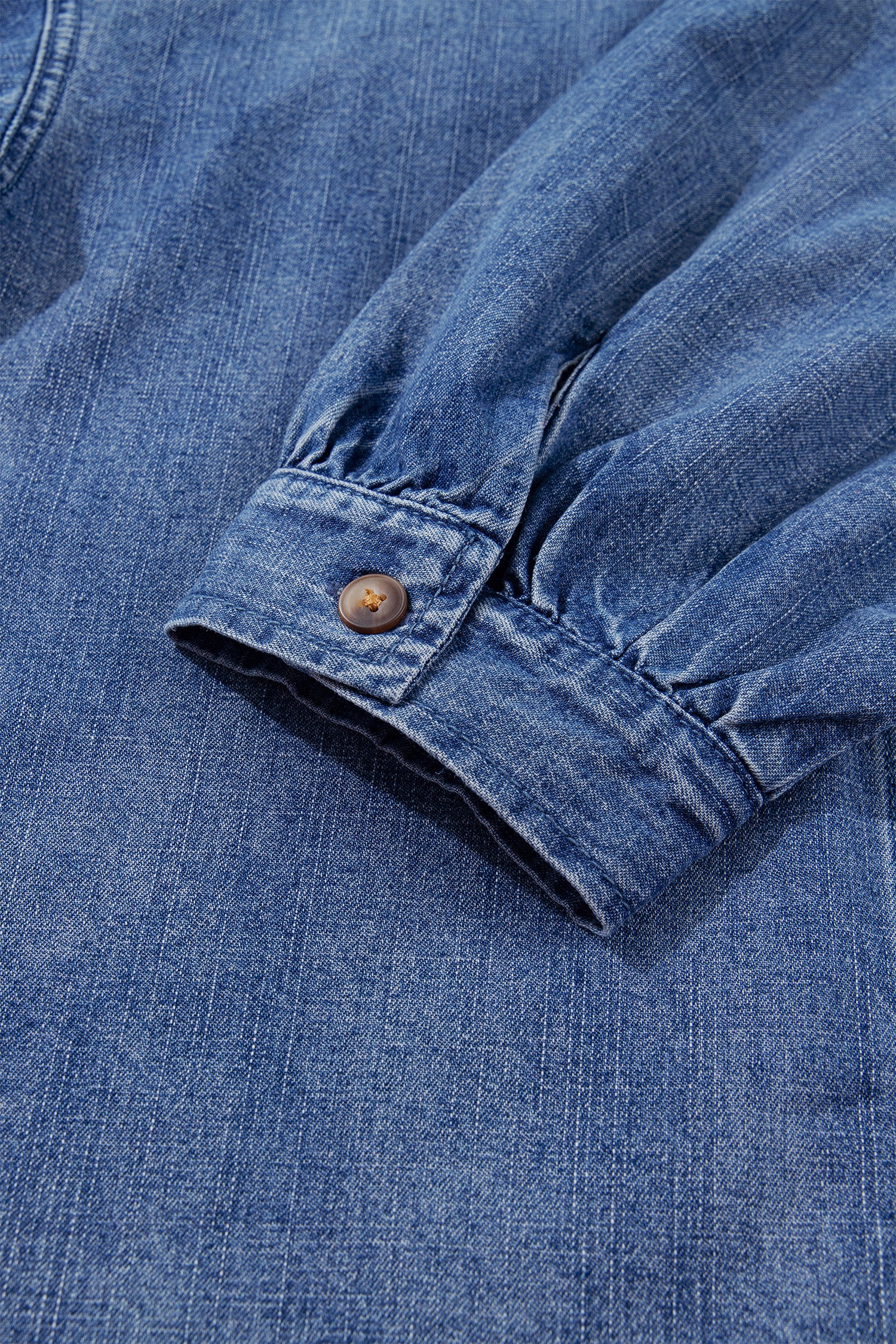 Dusk Blue Three Quarter Sleeve Button Front Loose Denim Shirt-Tops/Blouses & Shirts-[Adult]-[Female]-2022 Online Blue Zone Planet