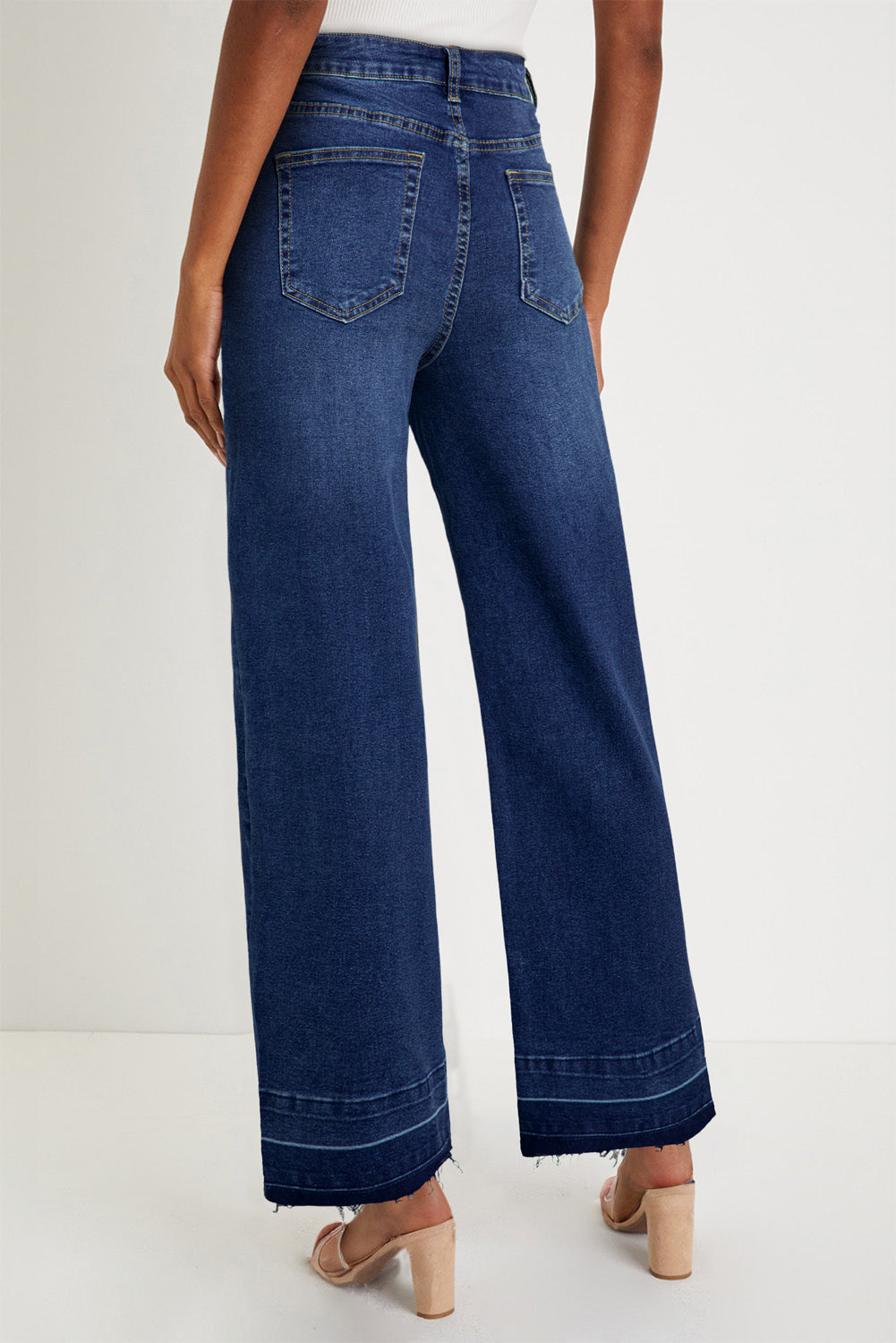 Real Teal Raw Hem Unique Cuffs Straight High Rise Loose Jeans-Bottoms/Jeans-[Adult]-[Female]-2022 Online Blue Zone Planet