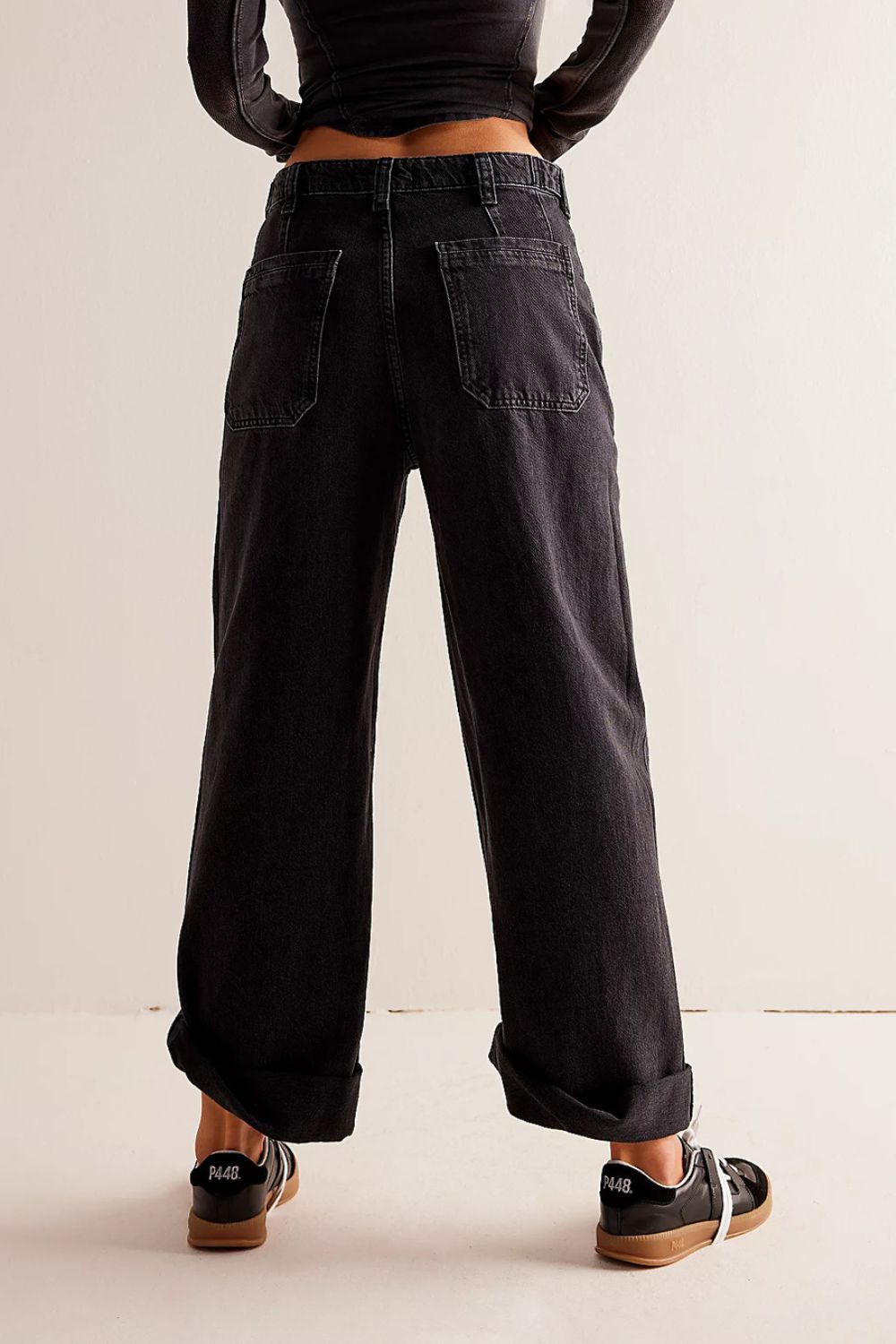 Washed Wide Leg Jeans with Pockets-BOTTOMS-[Adult]-[Female]-2022 Online Blue Zone Planet