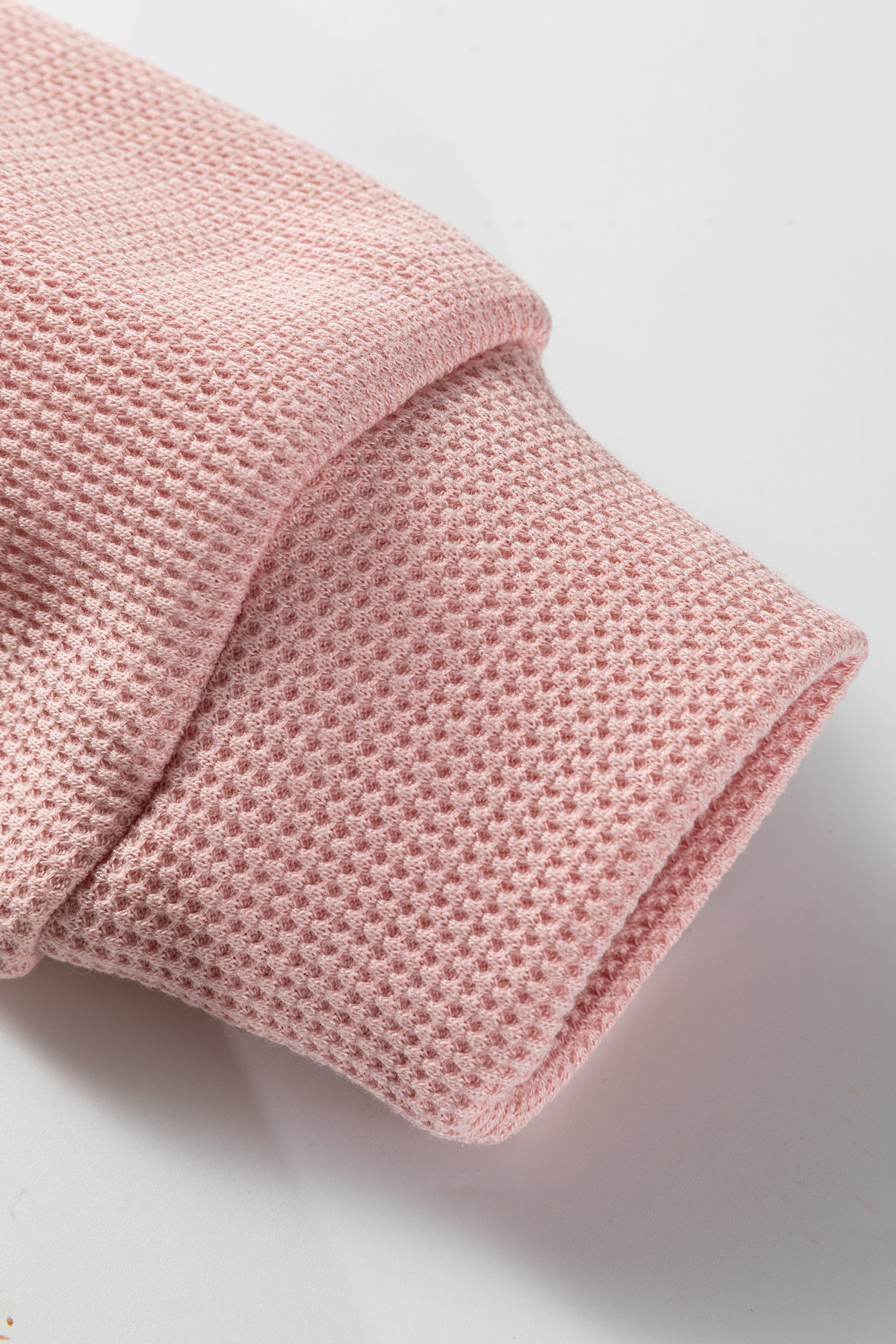 Gossamer Pink Lace Patchwork Raglan Sleeve Kangaroo Pocket Waffle Hoodie-Tops / Dresses-[Adult]-[Female]-2022 Online Blue Zone Planet