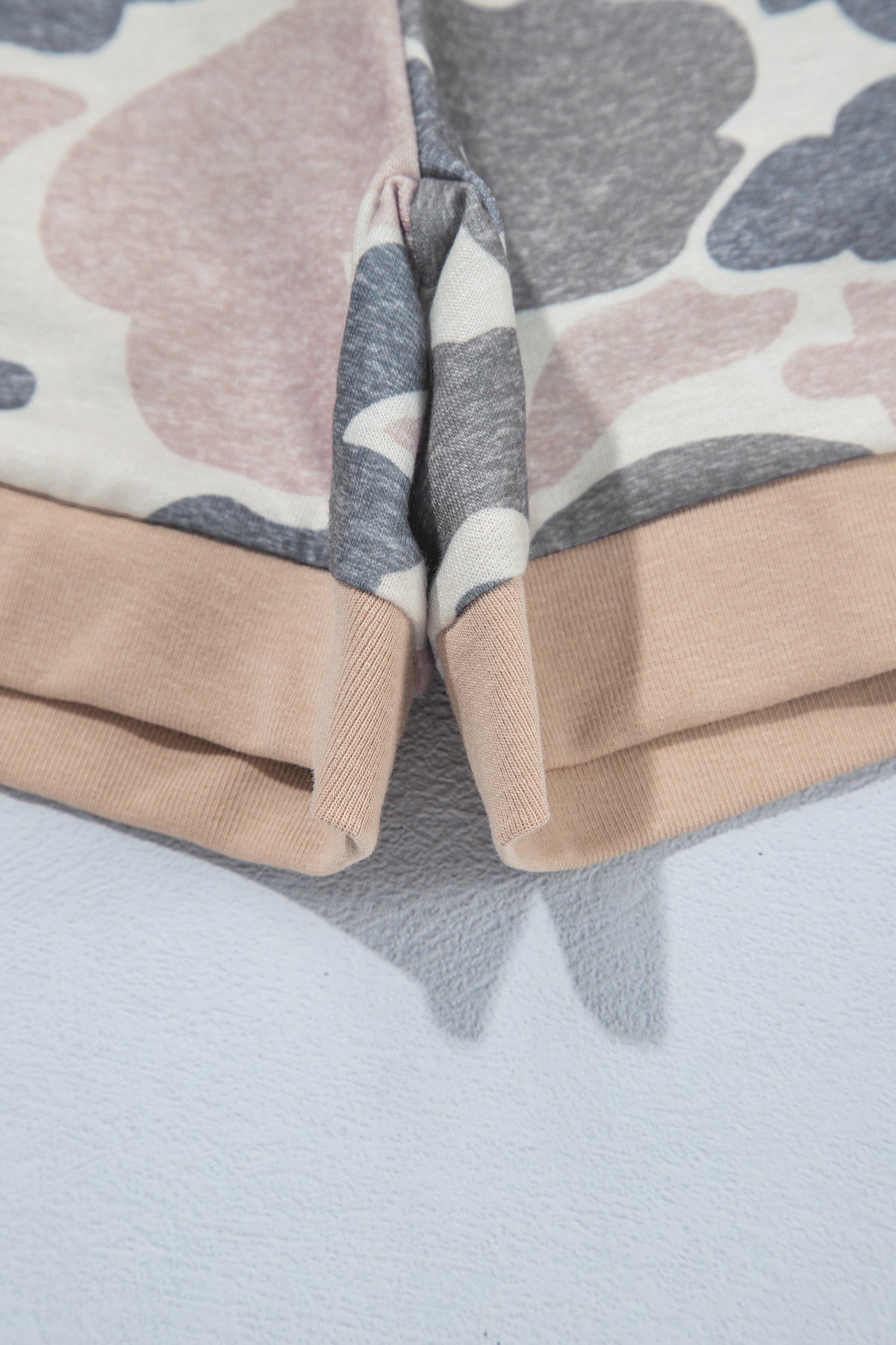 Multicolour Camouflage Patchwork Colorblock 2pcs Long Sleeve Top and Shorts Set-Two Piece Sets/Short Sets-[Adult]-[Female]-2022 Online Blue Zone Planet