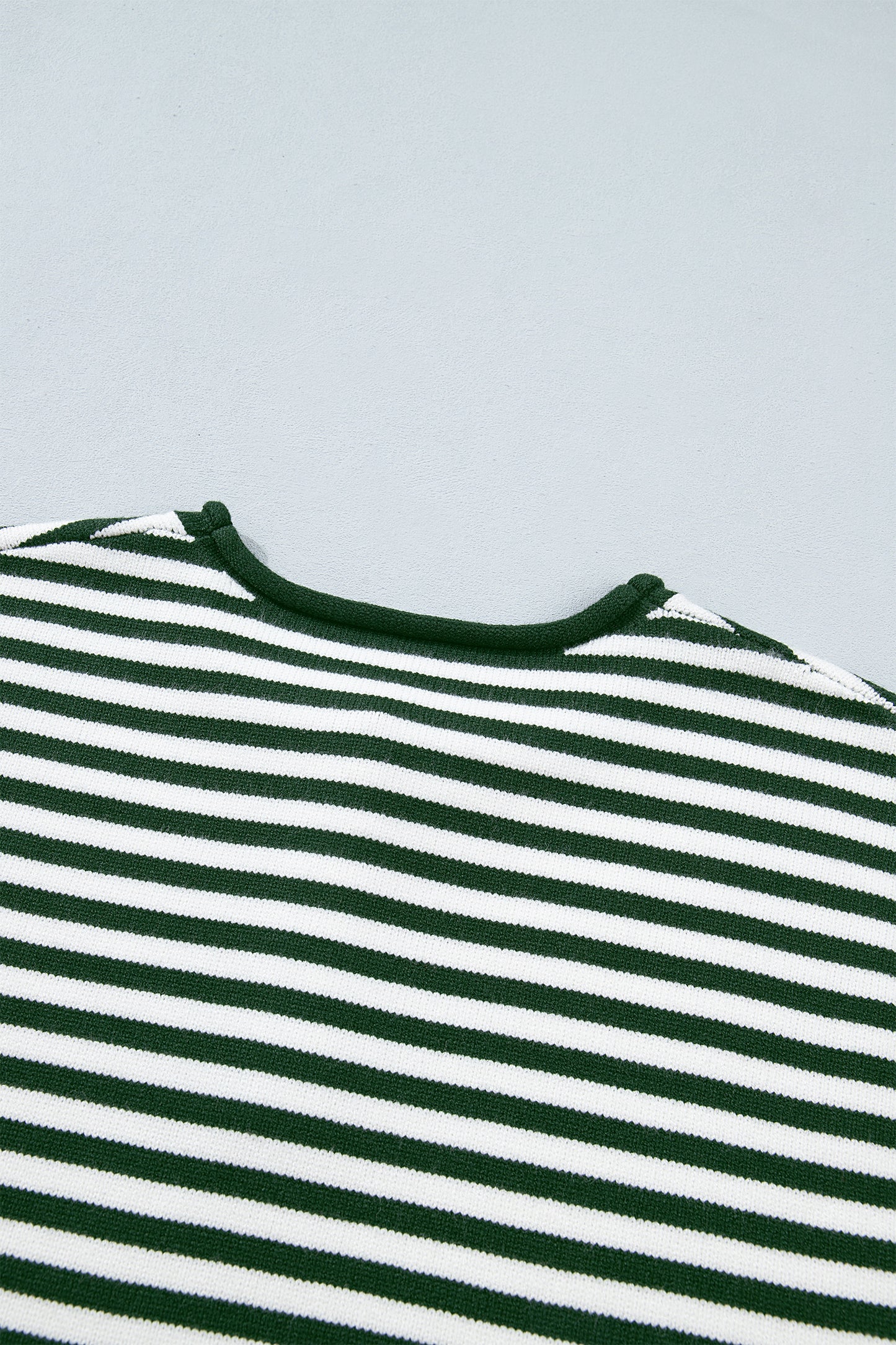 Green Stripe Striped Button Placket Drop Shoulder Long Sleeve Sweater-Sweaters & Cardigans/Sweaters-[Adult]-[Female]-2022 Online Blue Zone Planet