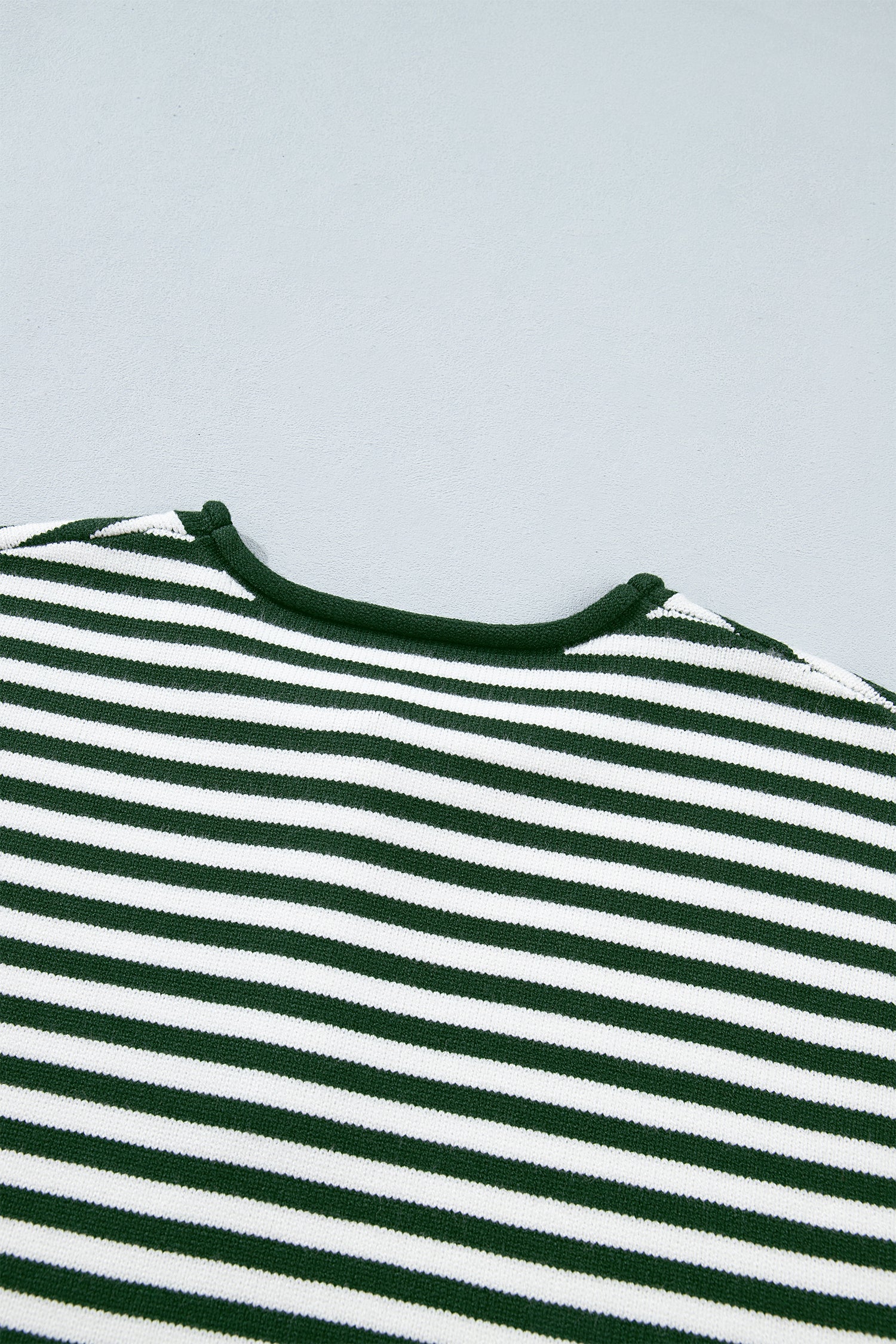 Green Stripe Striped Button Placket Drop Shoulder Long Sleeve Sweater-Sweaters & Cardigans/Sweaters-[Adult]-[Female]-2022 Online Blue Zone Planet
