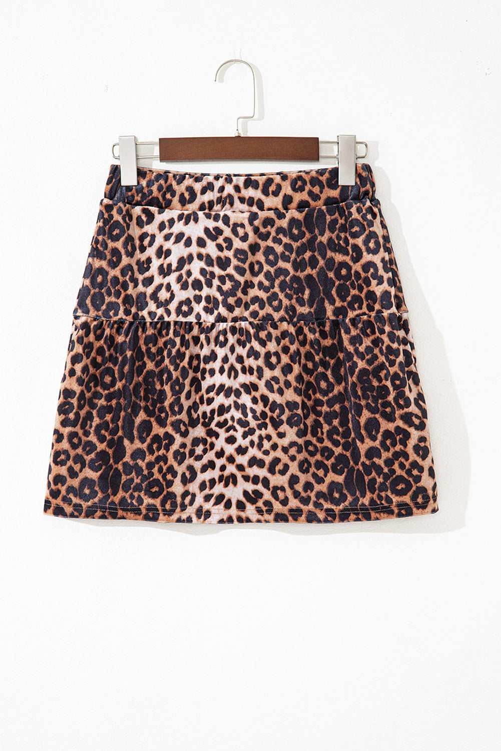 Brown Leopard Tiered Patchwork Hot Mini Skirt-Bottoms/Skirts & Petticoat-[Adult]-[Female]-2022 Online Blue Zone Planet