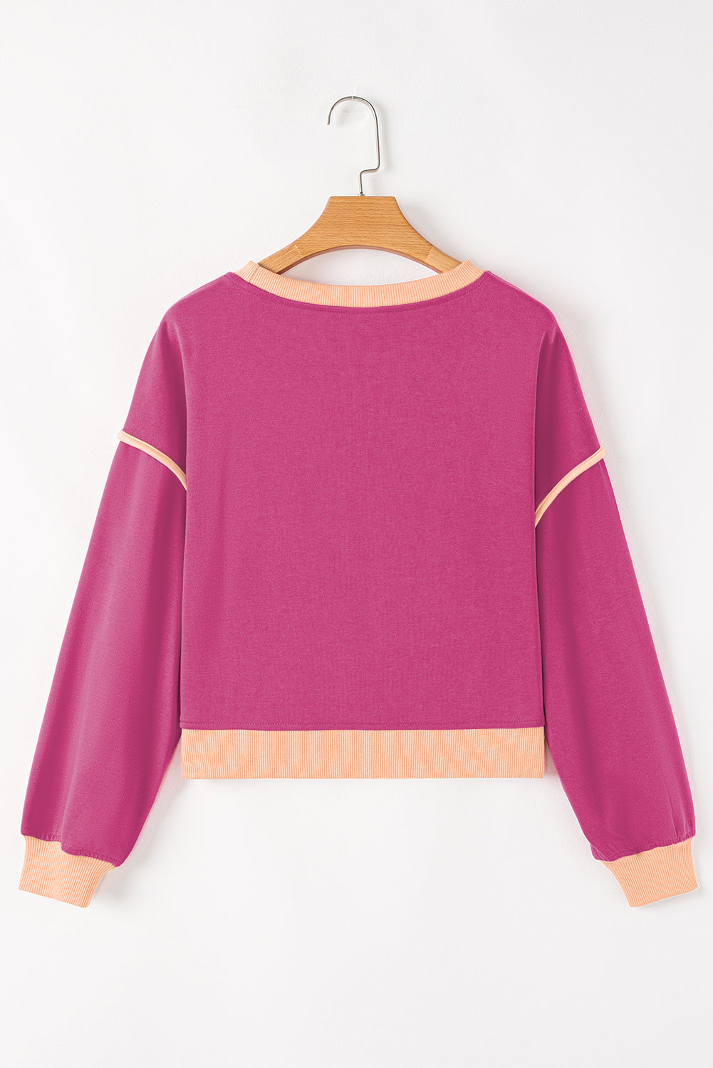 Blue Zone Planet | Rose Red Color Contrast Loose Pullover and Lace-up Waist Skort Set-Two Piece Sets/Two Piece Dresses-[Adult]-[Female]-2022 Online Blue Zone Planet