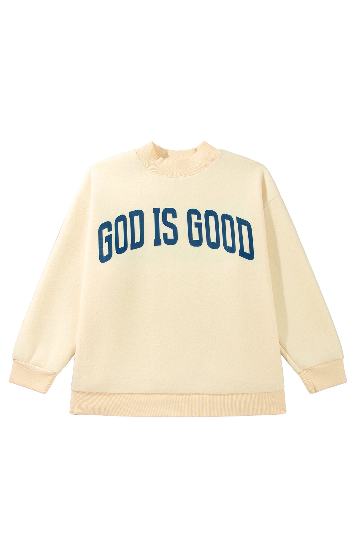 Yellow Jesus Slogan Stand Neck Long Sleeve Oversized Tunic Plus Size Sweatshirt