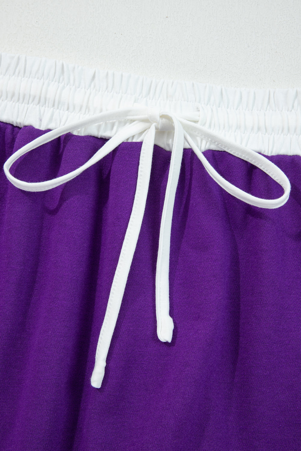 Tillandsia Purple Varsity Stripe Detail Drop Shoulder Pullover Mini Skirt Set-Two Piece Sets/Two Piece Dresses-[Adult]-[Female]-2022 Online Blue Zone Planet