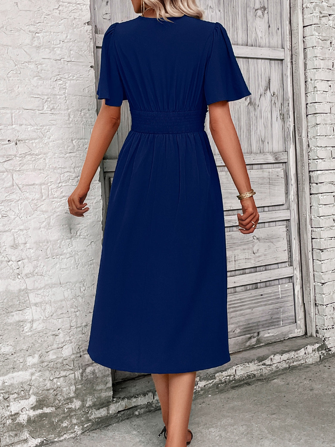 Blue Zone Planet | Surplice Flutter Sleeve Midi Dress-TOPS / DRESSES-[Adult]-[Female]-2022 Online Blue Zone Planet