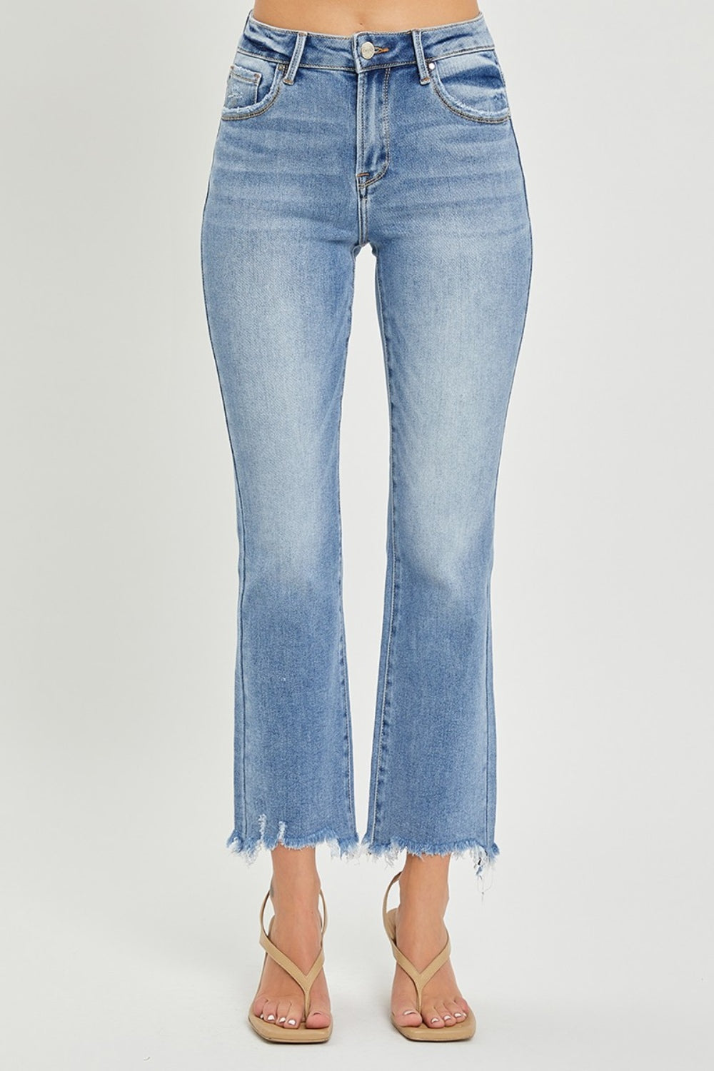 RISEN Full Size Frayed Hem Cropped Straight Jeans-[Adult]-[Female]-2022 Online Blue Zone Planet