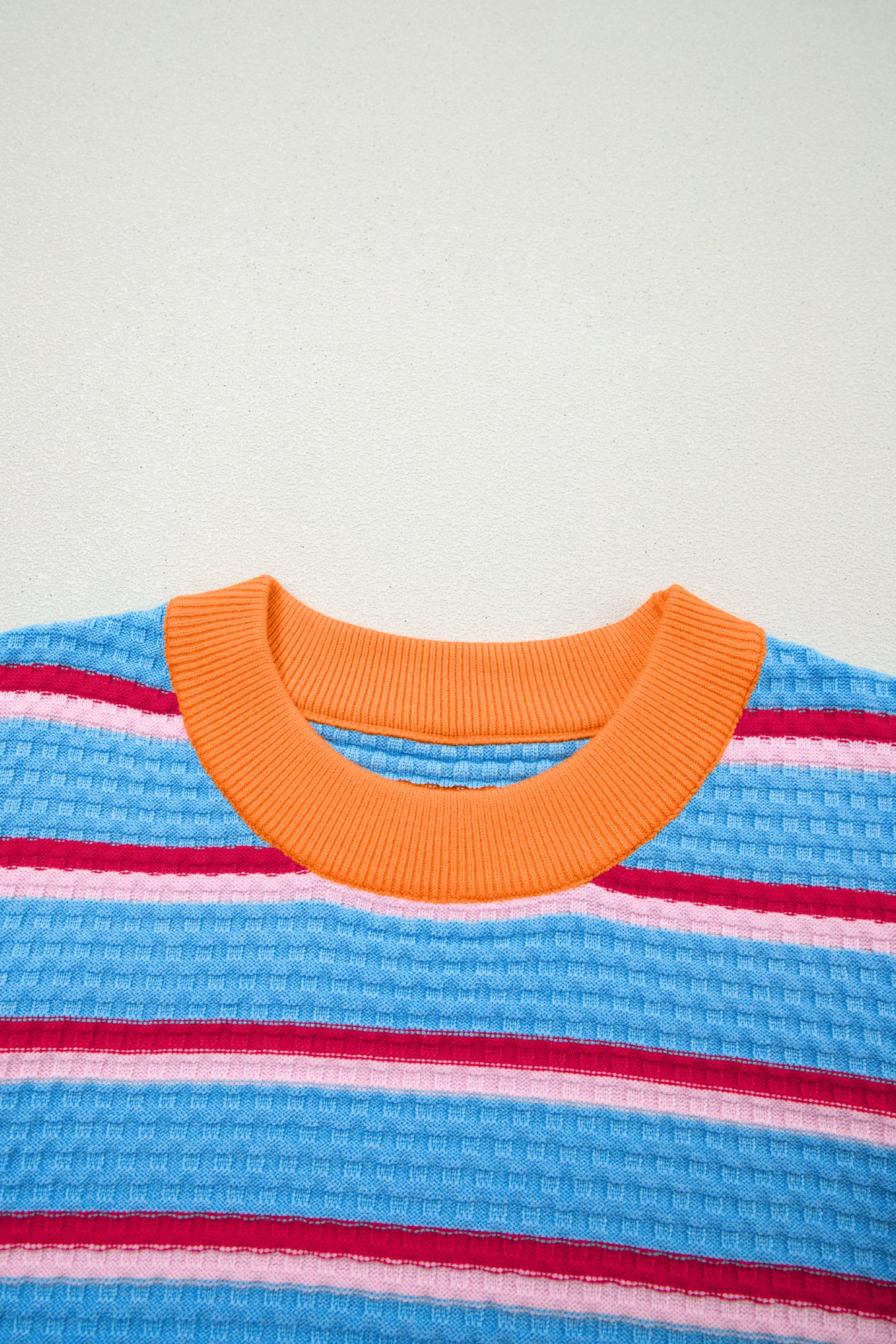Green Stripe Colorblock Trim Half Sleeve Sweater Top-TOPS / DRESSES-[Adult]-[Female]-2022 Online Blue Zone Planet