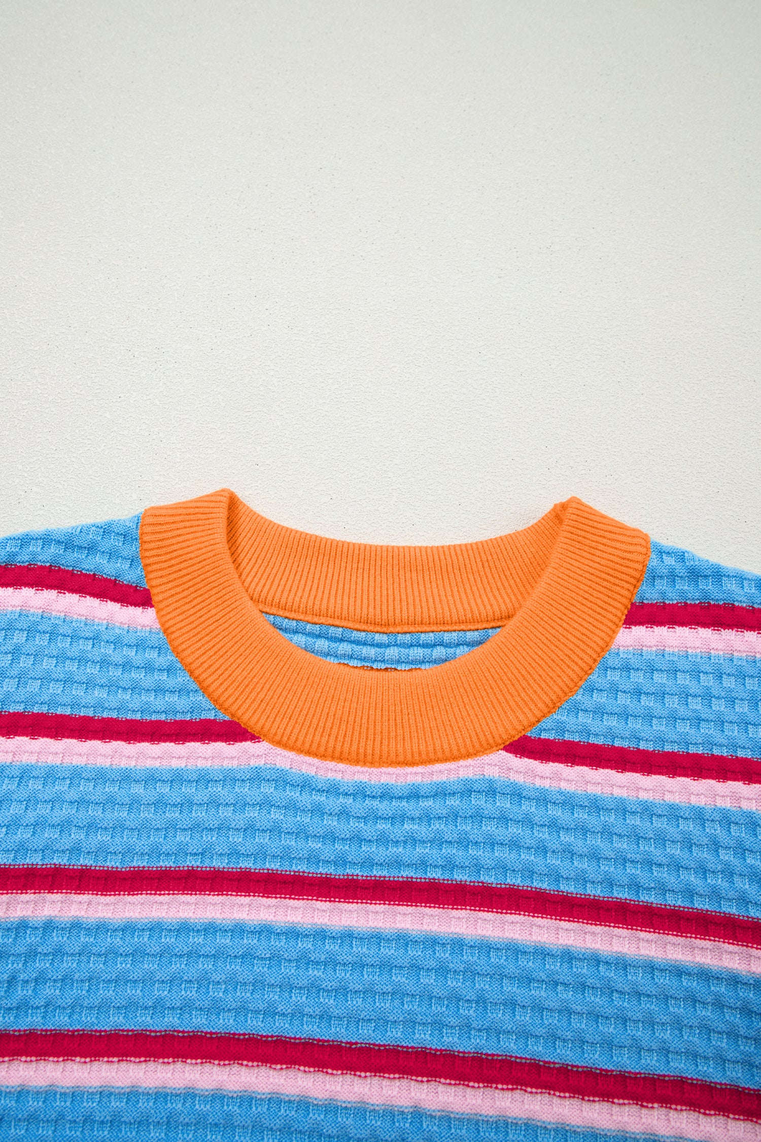 Green Stripe Colorblock Trim Half Sleeve Sweater Top-TOPS / DRESSES-[Adult]-[Female]-2022 Online Blue Zone Planet