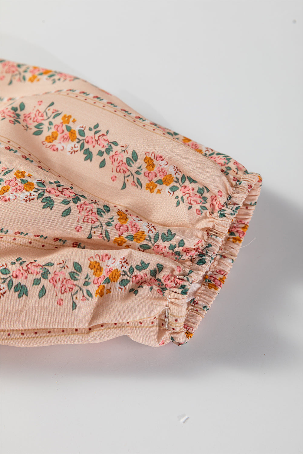 Khaki Floral Print Contrast Velvet Bow Lace Patchwork Long Sleeve Loose Mini Dress-TOPS / DRESSES-[Adult]-[Female]-2022 Online Blue Zone Planet