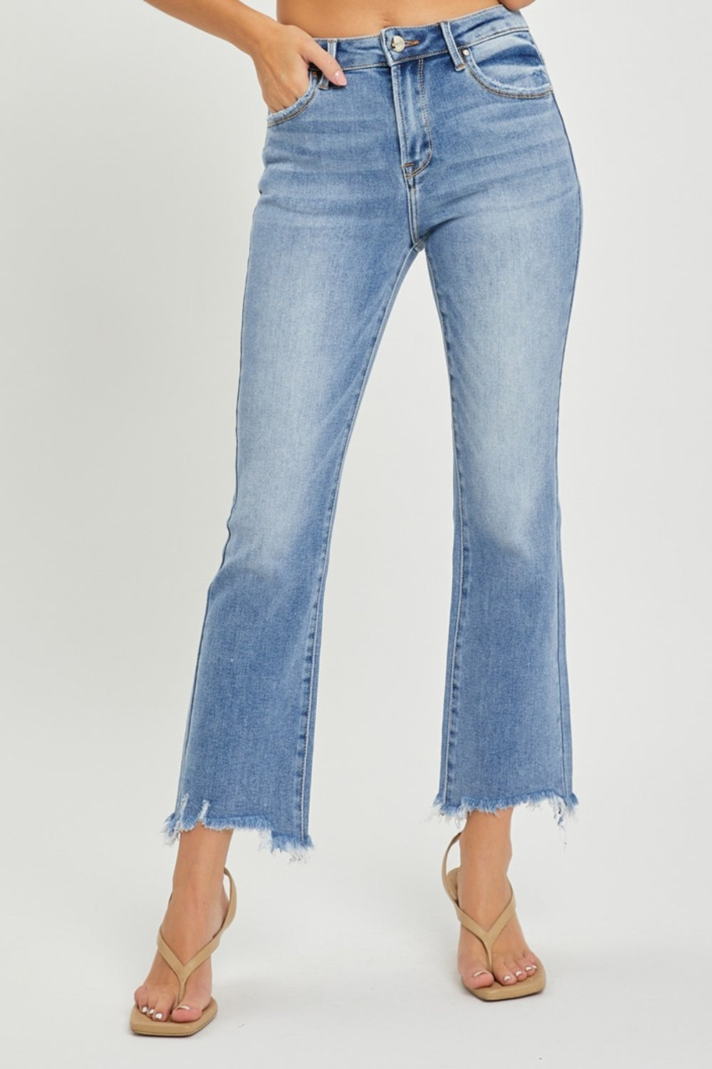 RISEN Full Size Frayed Hem Cropped Straight Jeans-[Adult]-[Female]-Medium-0(24)-2022 Online Blue Zone Planet