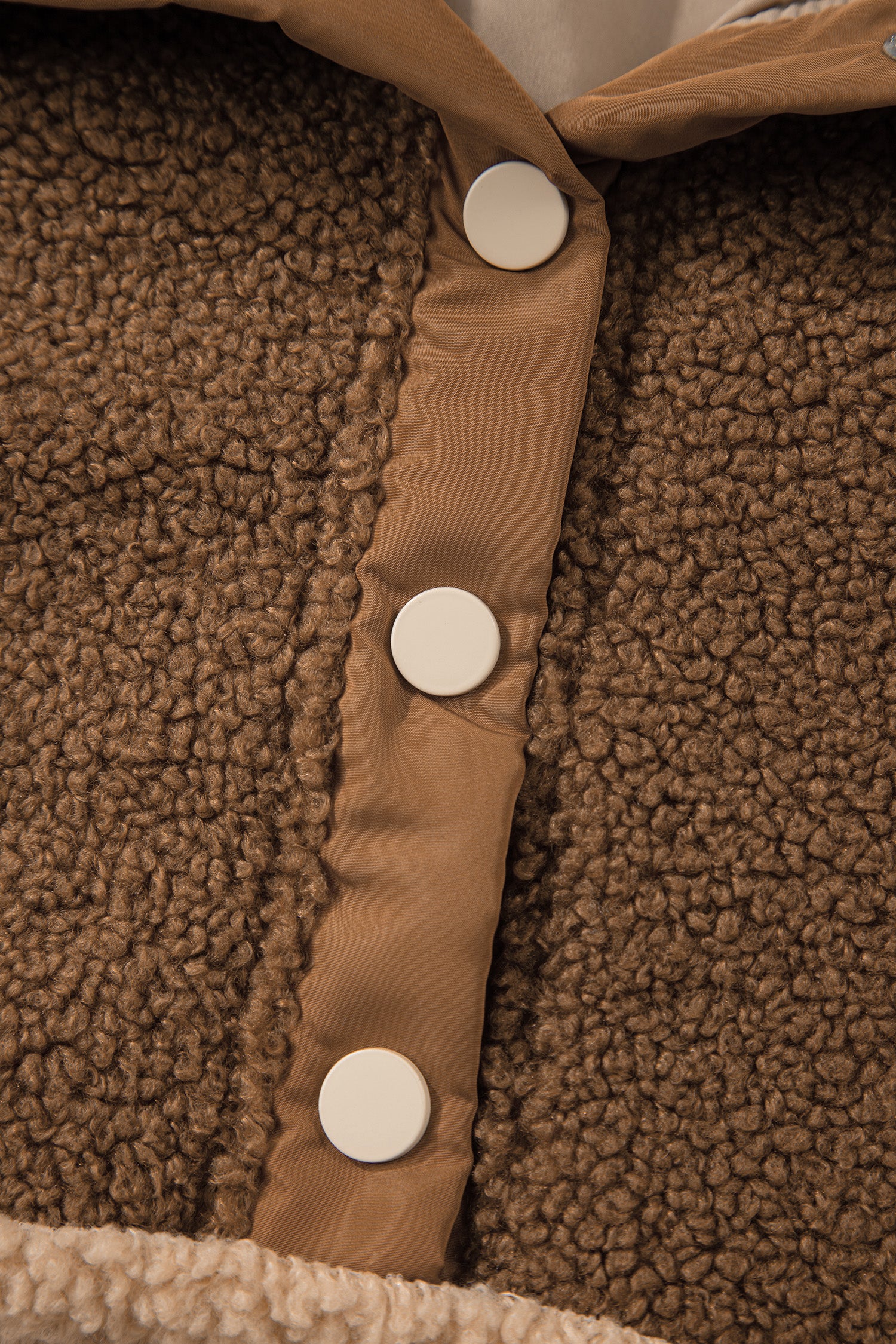 Straw Yellow 2-tone Color Block Patchwork Half Button Sherpa Sweatshirt-Tops/Sweatshirts & Hoodies-[Adult]-[Female]-2022 Online Blue Zone Planet