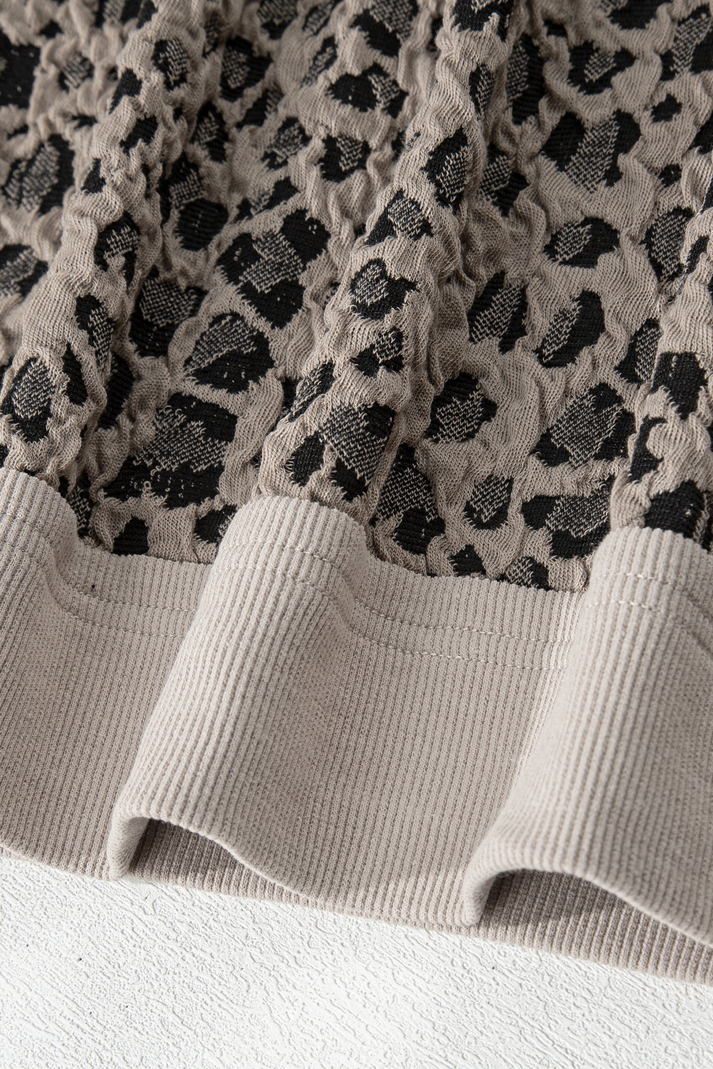 Khaki Jacquard Leopard Half Sleeve Jumper Wide Leg Pant Set-Two Piece Sets/Pant Sets-[Adult]-[Female]-2022 Online Blue Zone Planet