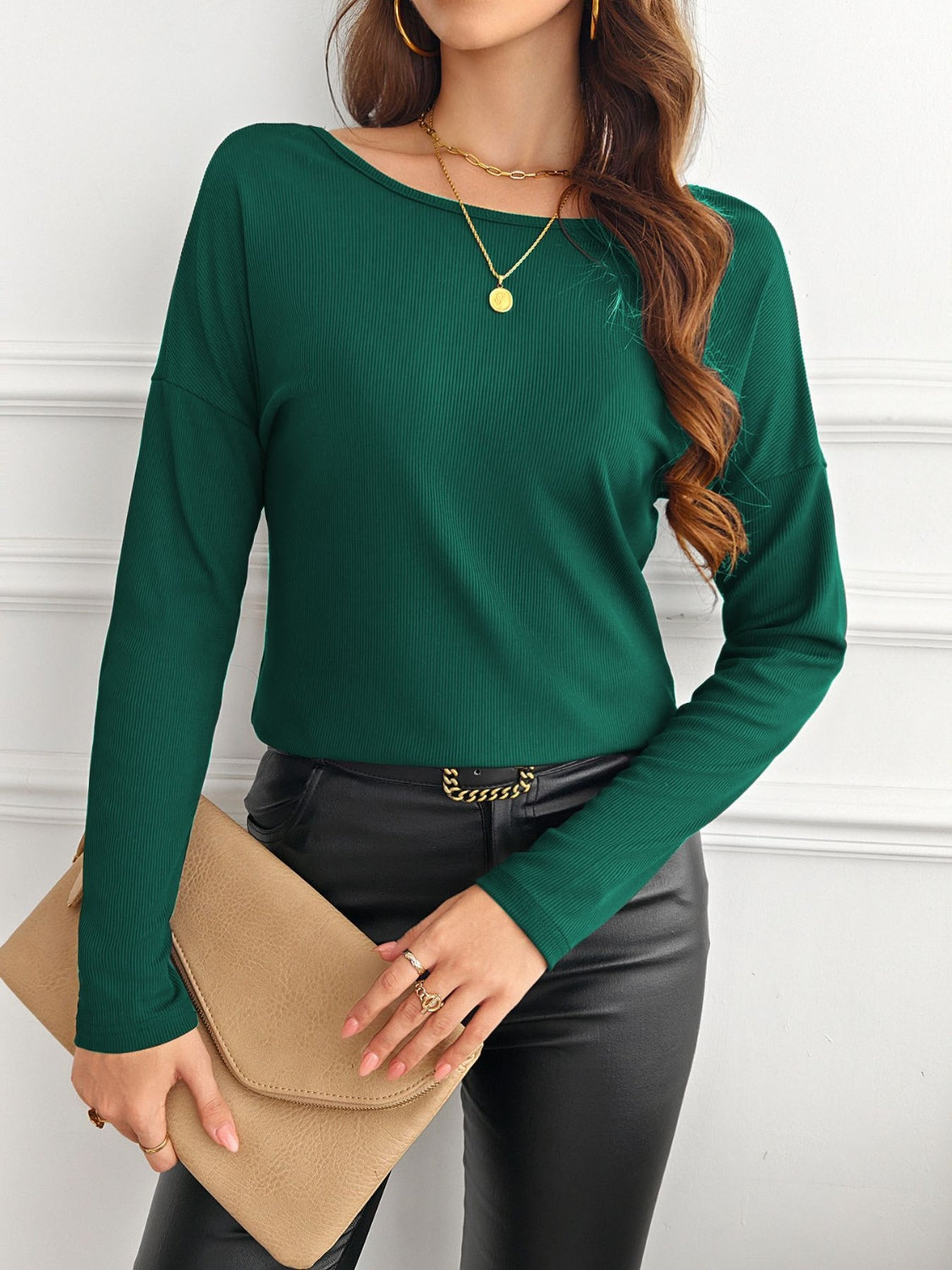 Lace Detail Butterfly Back Round Neck Long Sleeve T-Shirt-TOPS / DRESSES-[Adult]-[Female]-2022 Online Blue Zone Planet