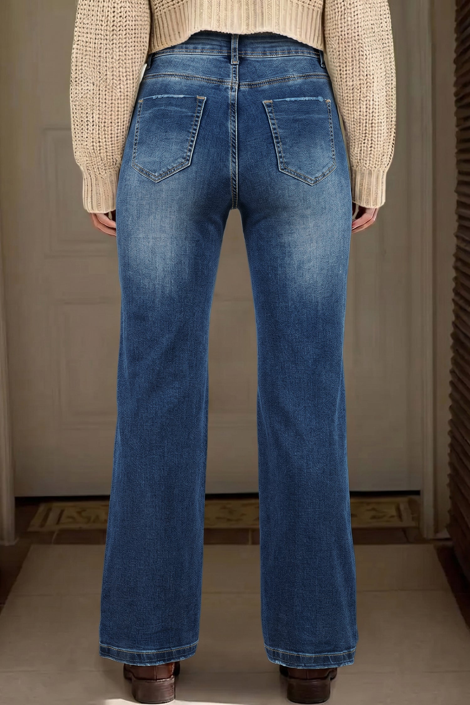 Ashleigh Blue Acid Washed Straight Leg Full Length Casual Jeans-Bottoms/Jeans-[Adult]-[Female]-2022 Online Blue Zone Planet