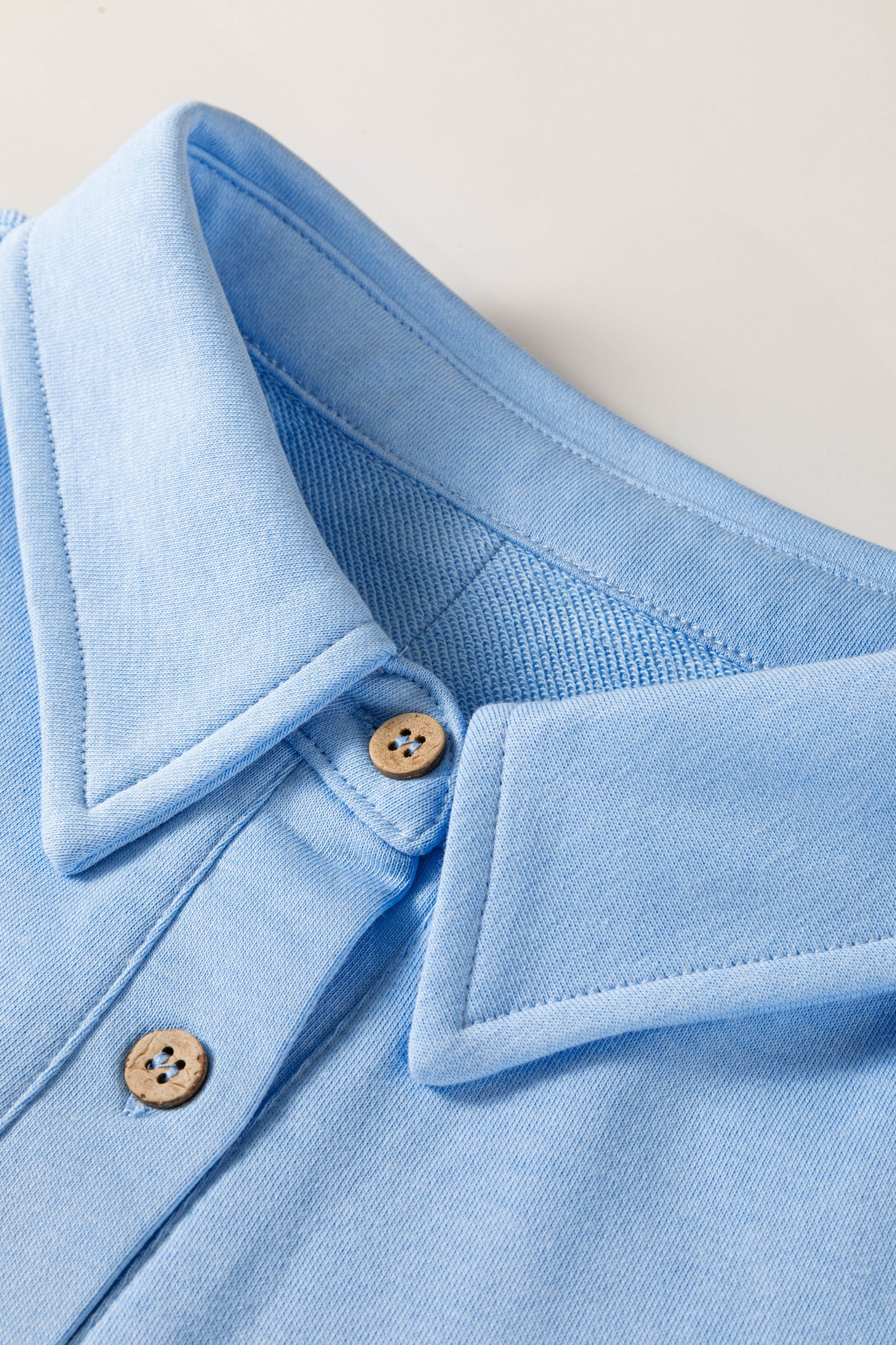 Mist Blue Solid Color Polo Tee Elastic Waist Shorts Plus Size Outfit-Plus Size/Plus Size Loungewear-[Adult]-[Female]-2022 Online Blue Zone Planet