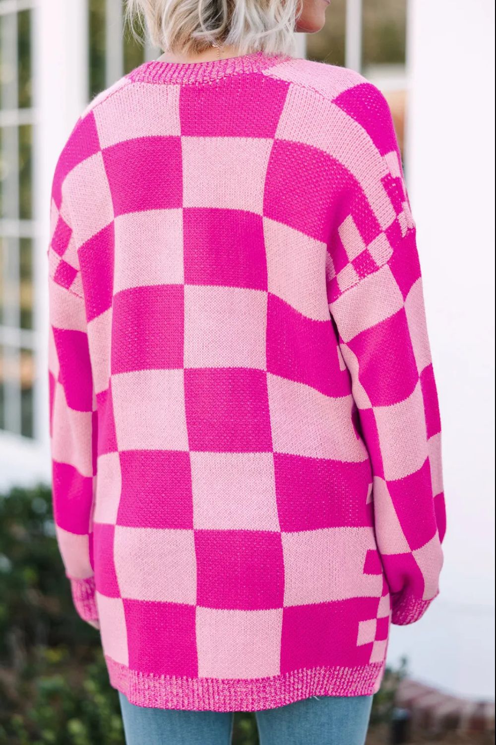 Blue Zone Planet | Checkered Open Front Long Sleeve Cardigan-TOPS / DRESSES-[Adult]-[Female]-2022 Online Blue Zone Planet