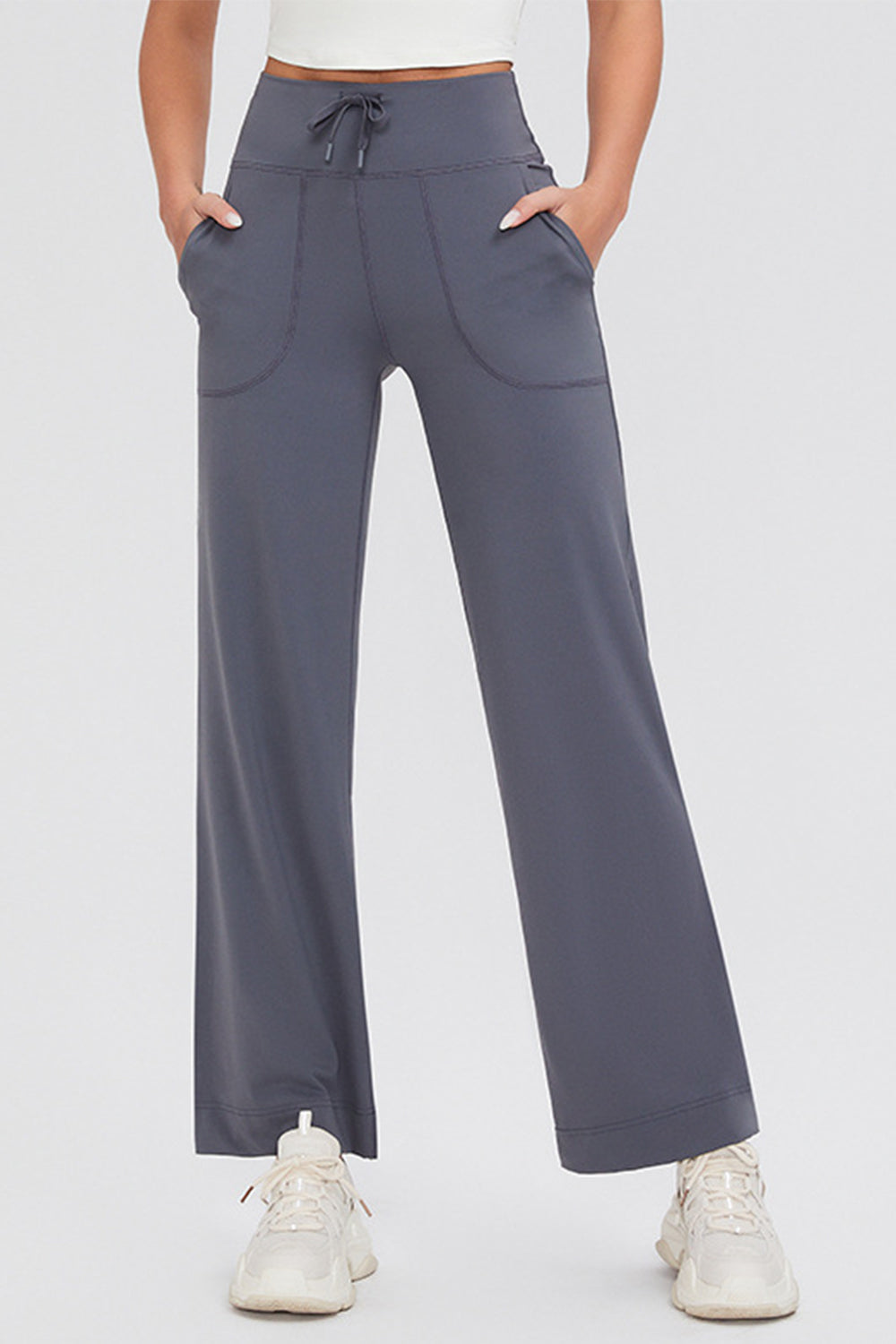 Basic Bae Full Size Drawstring High Waist Pants with Pockets-BOTTOMS SIZES SMALL MEDIUM LARGE-[Adult]-[Female]-2022 Online Blue Zone Planet