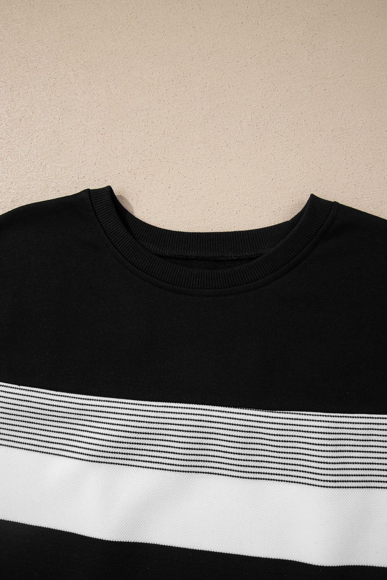 Black Stripe Mixed Print Crew Neck Cap Sleeve T Shirt-Tops/Tops & Tees-[Adult]-[Female]-2022 Online Blue Zone Planet