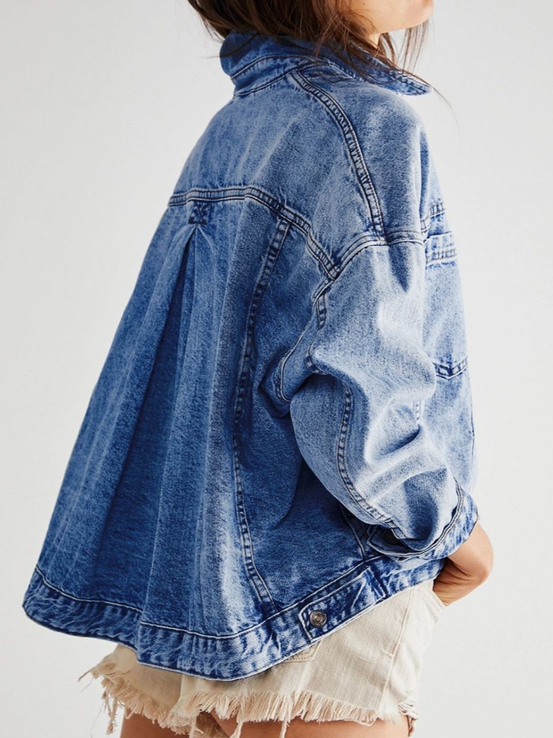 Pocketed Button Up Denim Jacket-TOPS / DRESSES-[Adult]-[Female]-2022 Online Blue Zone Planet