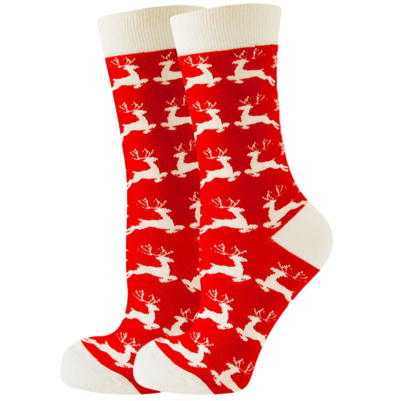 Blue Zone Planet | Men's Holiday Reindeer Pattern Knit Socks-TOPS / DRESSES-[Adult]-[Female]-Pattern-FREESIZE-2022 Online Blue Zone Planet