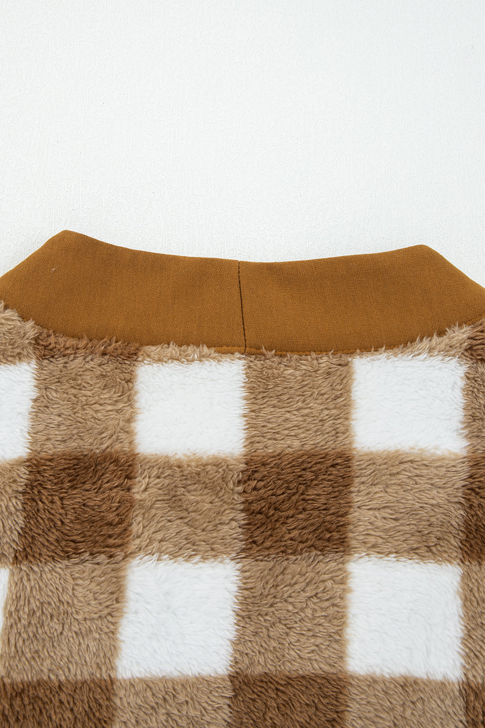 Brown Checkered Sherpa Loose Knit Cardigan With Pockets-Sweaters & Cardigans/Cardigans-[Adult]-[Female]-2022 Online Blue Zone Planet