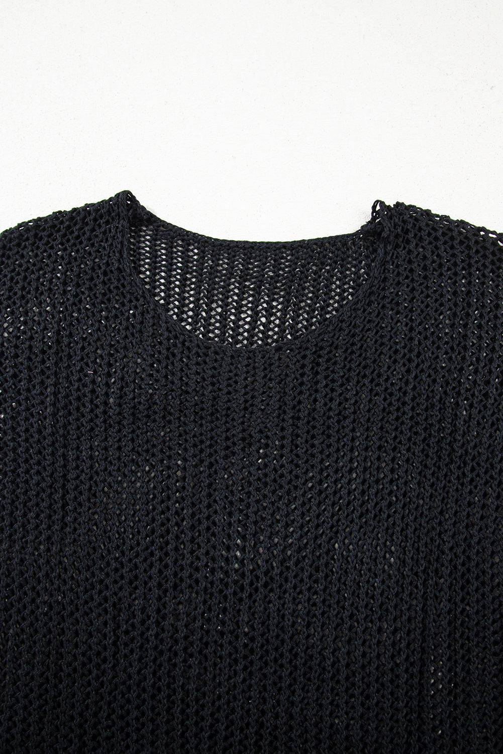 Black Crochet Hollow-Out Jumper Top Sweater-Sweaters & Cardigans/Sweaters-[Adult]-[Female]-2022 Online Blue Zone Planet