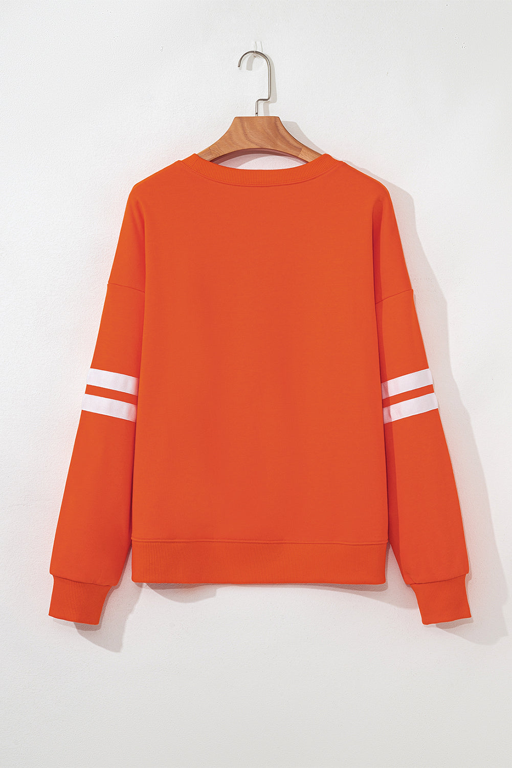 Orange Varsity Striped Detail Drop Shoulder Oversized Sweatshirt-Tops/Sweatshirts & Hoodies-[Adult]-[Female]-2022 Online Blue Zone Planet