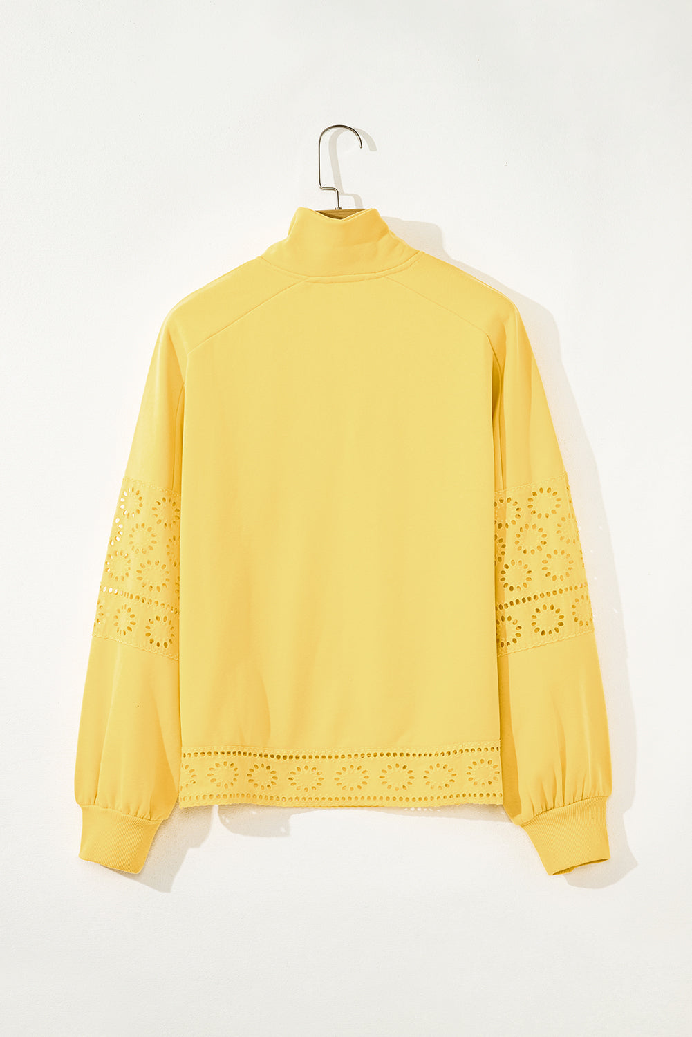 Yellow Cream Embroidered Flower Patchwork Snap Buttons Pullover Sweatshirt-Tops/Sweatshirts & Hoodies-[Adult]-[Female]-2022 Online Blue Zone Planet