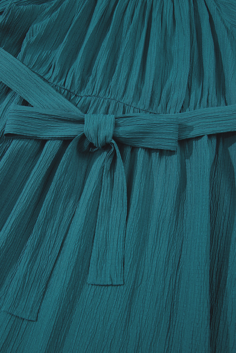 Skobeloff Frilled U Neck Puff Sleeve Belted Ruffle Hem Plus Size Midi Dress-TOPS / DRESSES-[Adult]-[Female]-2022 Online Blue Zone Planet
