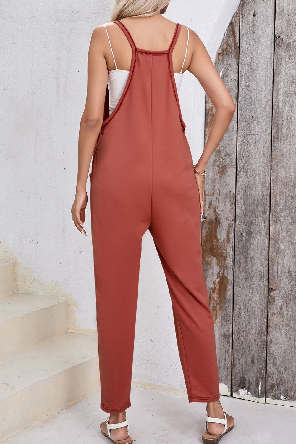 Scoop Neck Spaghetti Strap Jumpsuit-TOPS / DRESSES-[Adult]-[Female]-2022 Online Blue Zone Planet