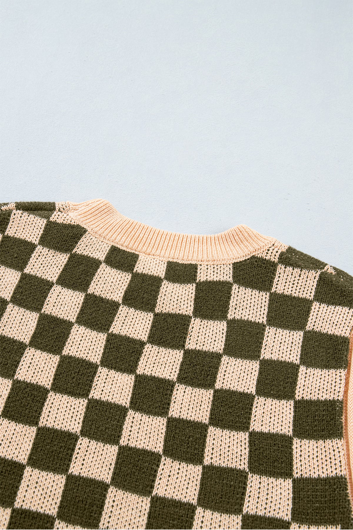 Multicolour Drop Shoulder Plaid Knit Long Sleeve Sweater-Sweaters & Cardigans/Sweaters-[Adult]-[Female]-2022 Online Blue Zone Planet