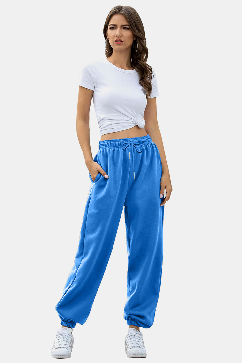 Elastic Waist Joggers with Pockets-TOPS / DRESSES-[Adult]-[Female]-2022 Online Blue Zone Planet