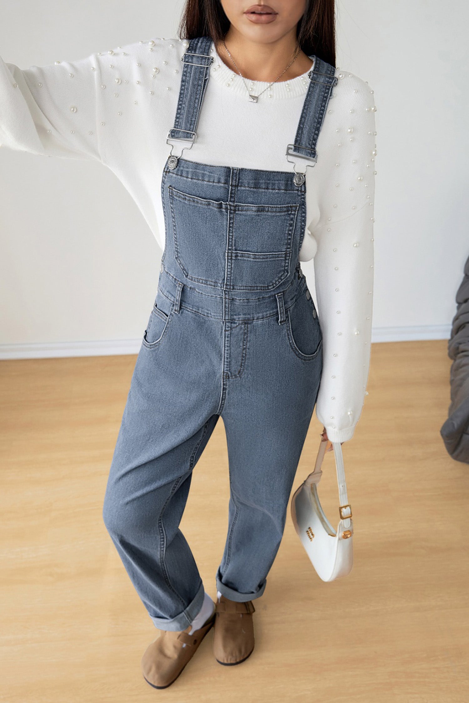 Dark Blue Retro Bib Pocket Buckle Straps Casual Denim Jumpsuit-Bottoms/Jumpsuits & Rompers-[Adult]-[Female]-2022 Online Blue Zone Planet
