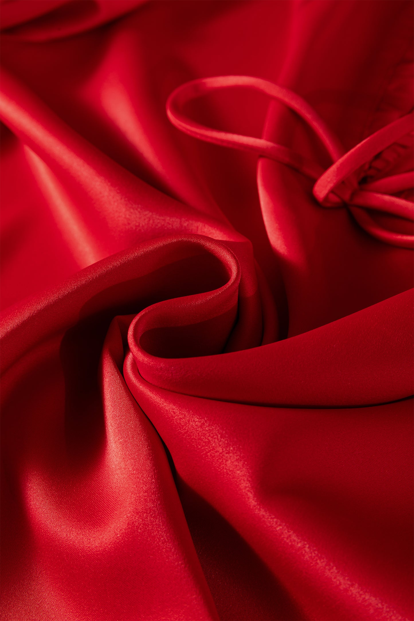 Fiery Red Solid Color Frilled V Neck Bow Detail 3/4 Sleeve Blouse-Tops/Blouses & Shirts-[Adult]-[Female]-2022 Online Blue Zone Planet