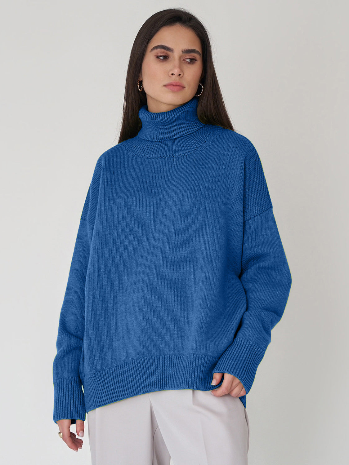 Turtleneck Long Sleeve Sweater-TOPS / DRESSES-[Adult]-[Female]-Royal Blue-S-2022 Online Blue Zone Planet