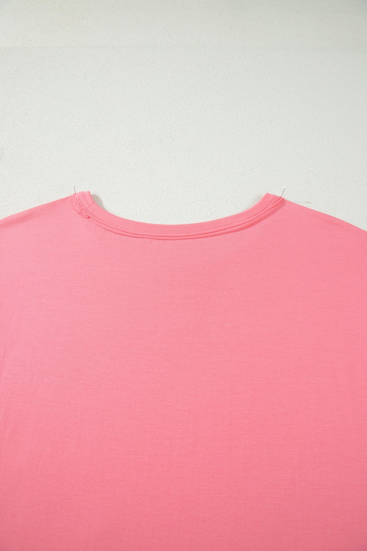 Peach Blossom Solid Color Raw Seam Detail Ruffle Hem Plus Size T Shirt-Plus Size/Plus Size Tops/Plus Size Tops & Tees-[Adult]-[Female]-2022 Online Blue Zone Planet