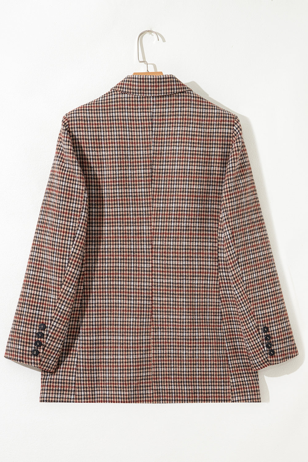 Brown Houndstooth Lapel Collar Blazer-Outerwear/Blazers-[Adult]-[Female]-2022 Online Blue Zone Planet