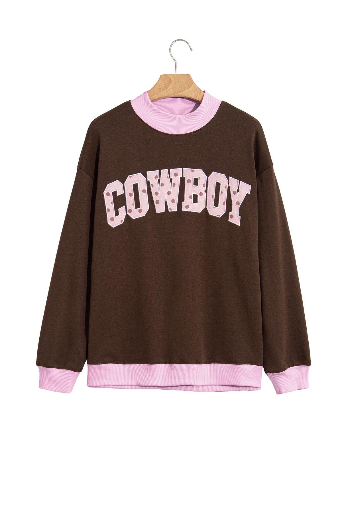 Pink Polka Dot Letter Graphic Colorblock Tunic Sweatshirt-Tops/Sweatshirts & Hoodies-[Adult]-[Female]-2022 Online Blue Zone Planet