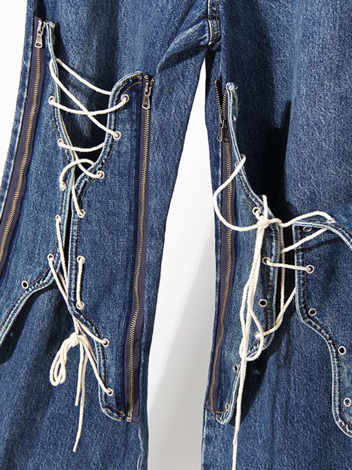 Lace Up Bootcut Jeans with Pockets BLUE ZONE PLANET